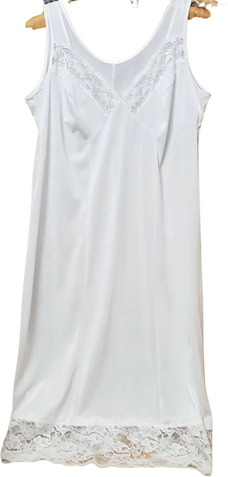 Vintage White M&S Slip with Wide Lace Hem by M&s