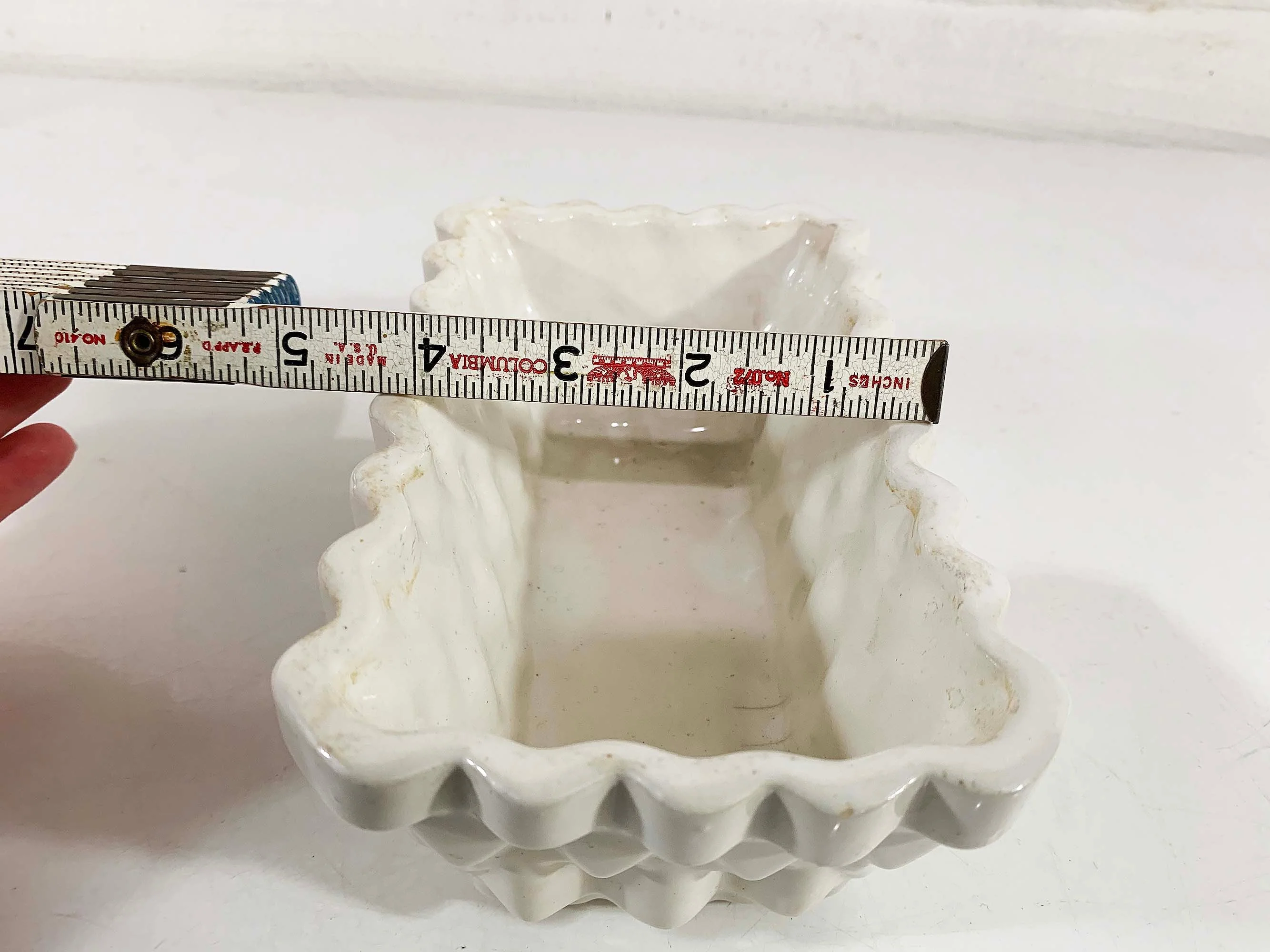 Vintage White Planter Usa Geometric Geo Pottery Mccoy Style Art Cottage Mcm Indoor Pot Farmhouse Gift Ivory Cream 50s by Upco - Image 10