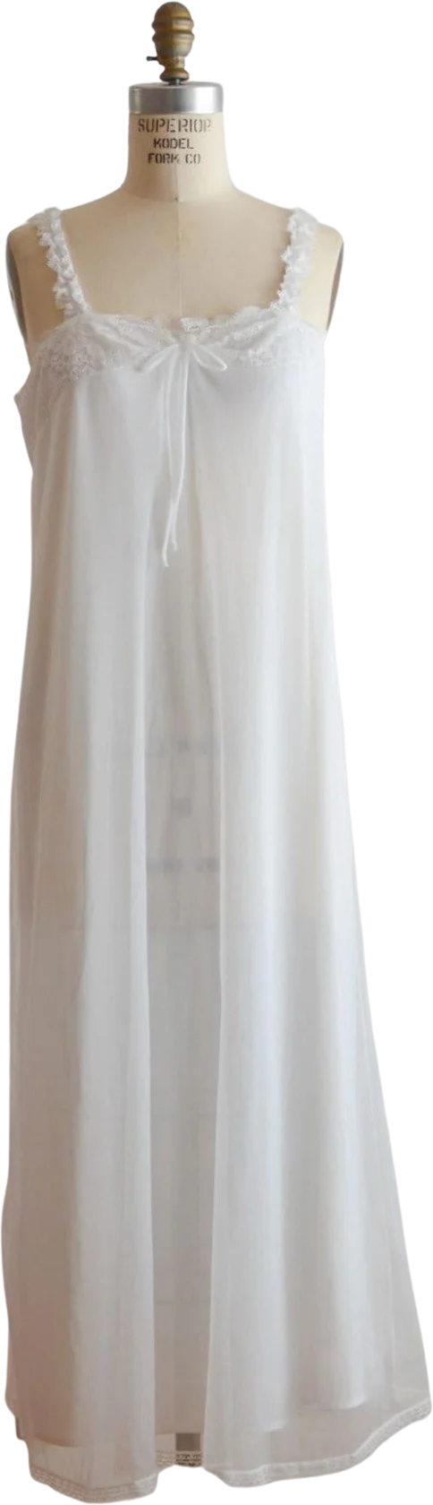 Vintage White Slip On 60s Nightgown Size Small Romantic Line