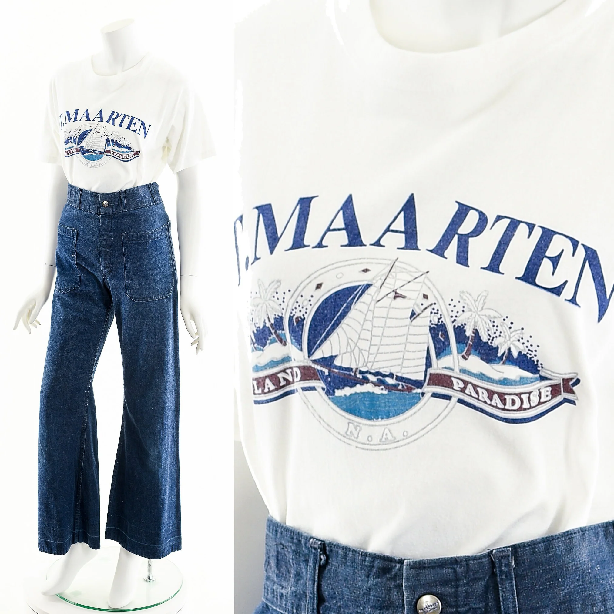 Vintage White St. Maarten Tourist Tee by Caribbean's - Image 4