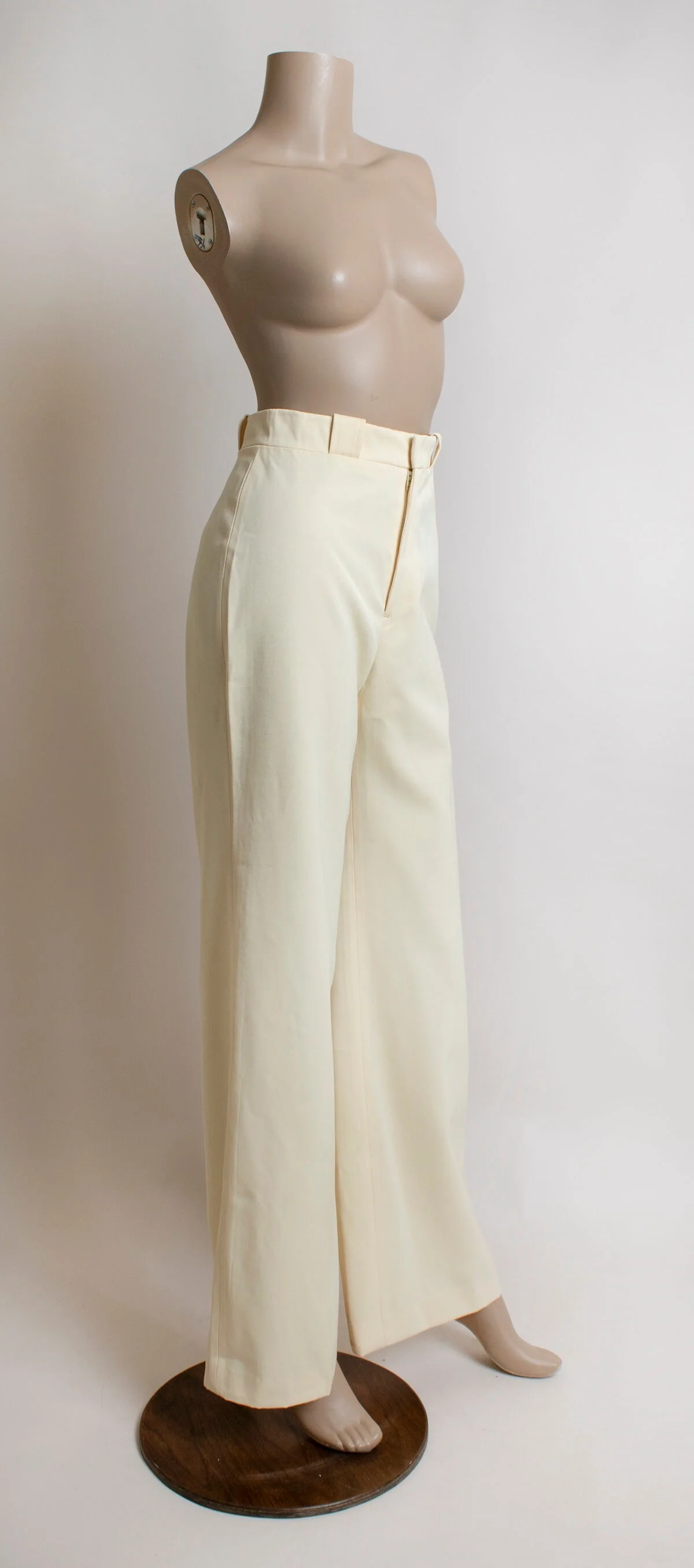 Vintage Wide Leg Pants Butter Cream Yellow Trousers Slacks High Waist Casual Business Small 26 Waist by Ellen Tracy - Image 3