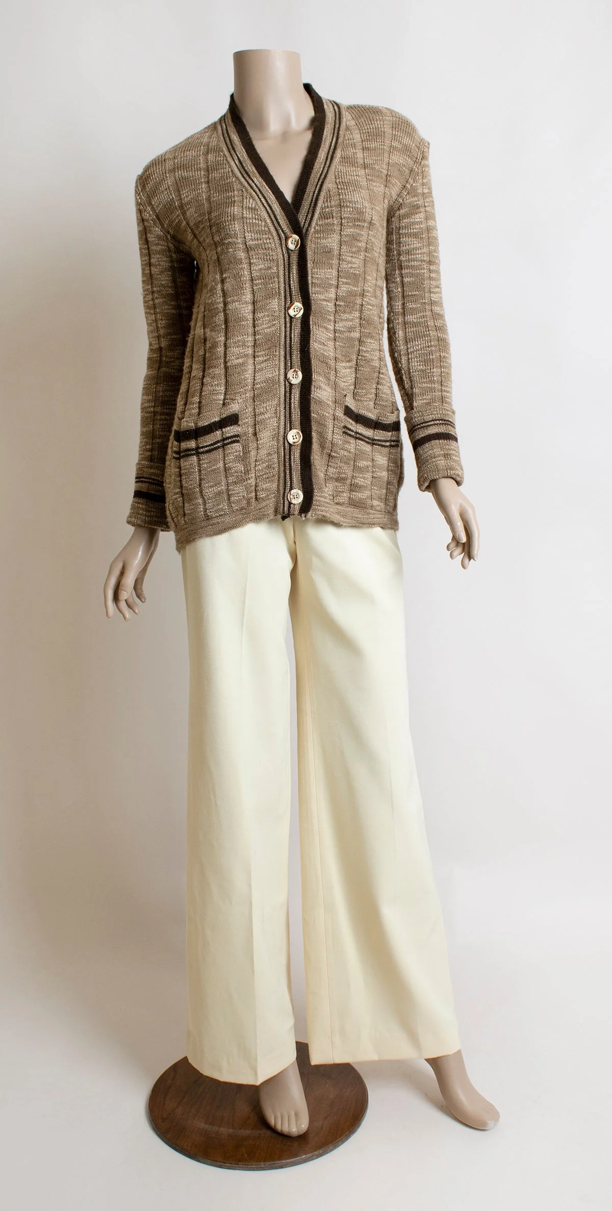 Vintage Wide Leg Pants Butter Cream Yellow Trousers Slacks High Waist Casual Business Small 26 Waist by Ellen Tracy - Image 8