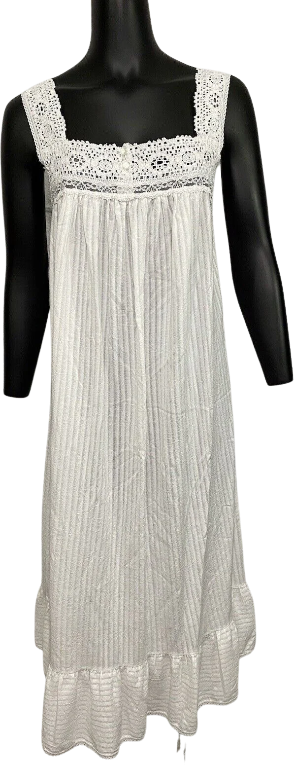 Vintage Willow Creek White Cotton Blend Nightgown Lace Cottage Romantic by Willow Creek