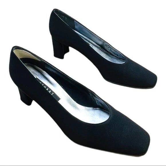 Vintage Womens Black Canvas Block Heel Pumps Size 9. 5n Euc by Stuart Weitzman - Image 15