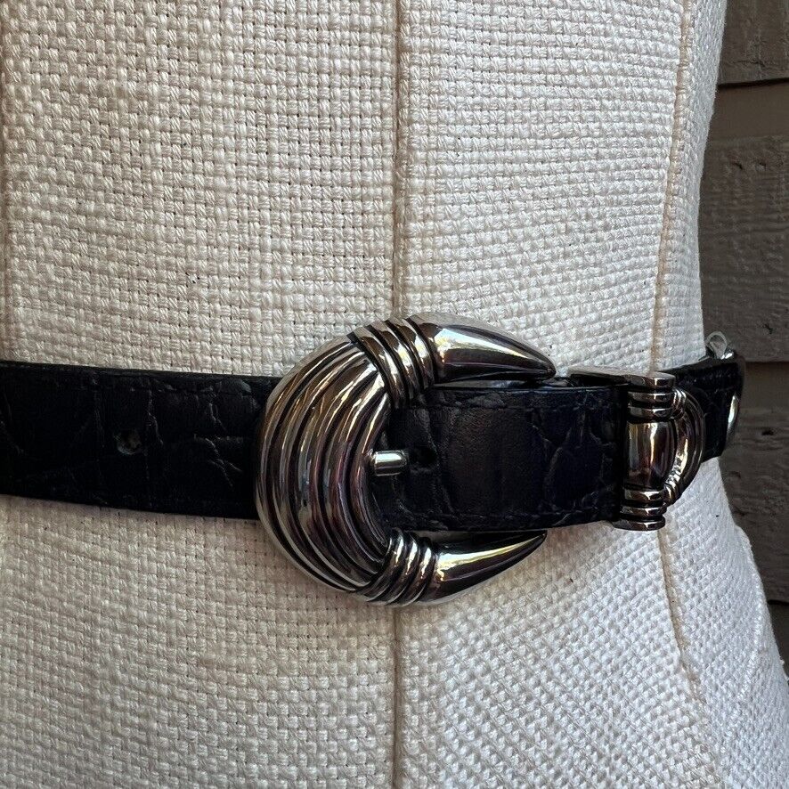 Vintage Women's Black Leather Southwestern Concho Link Belt Small by Captiva Collectibles - Image 8