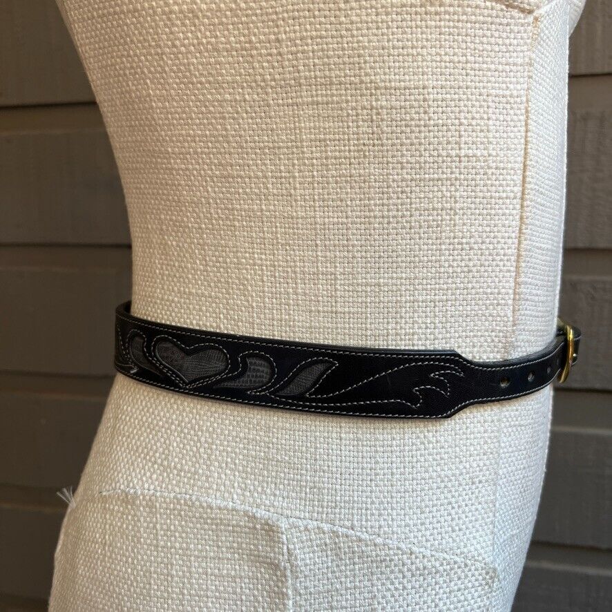 Vintage Women's Black Leather Western Ranger Belt 28" by Larry Mahan by Leegin - Image 8