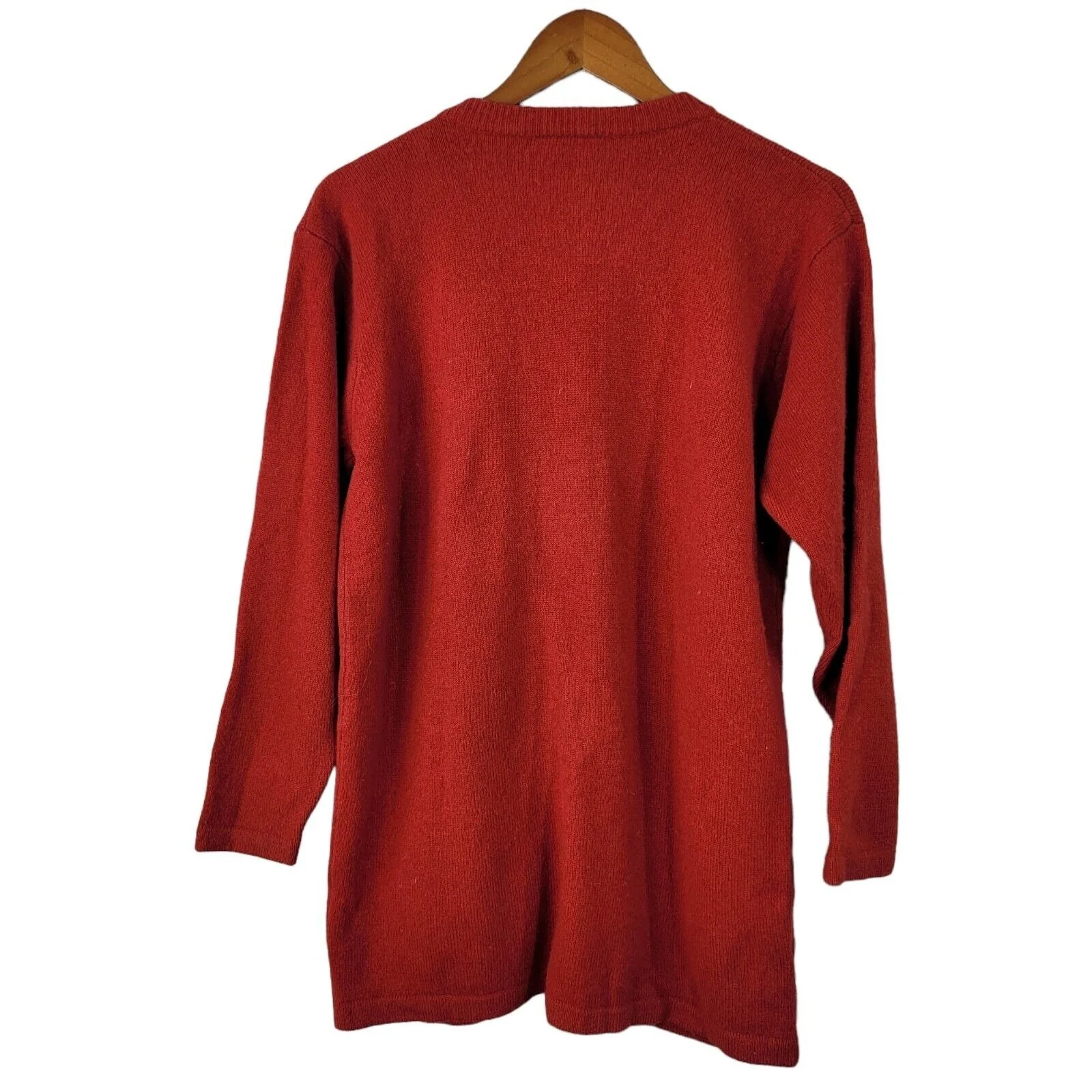 Vintage Womens Cardigan Size Large Pure Wool Sweater Jacket Red by Laura Ashley - Image 2