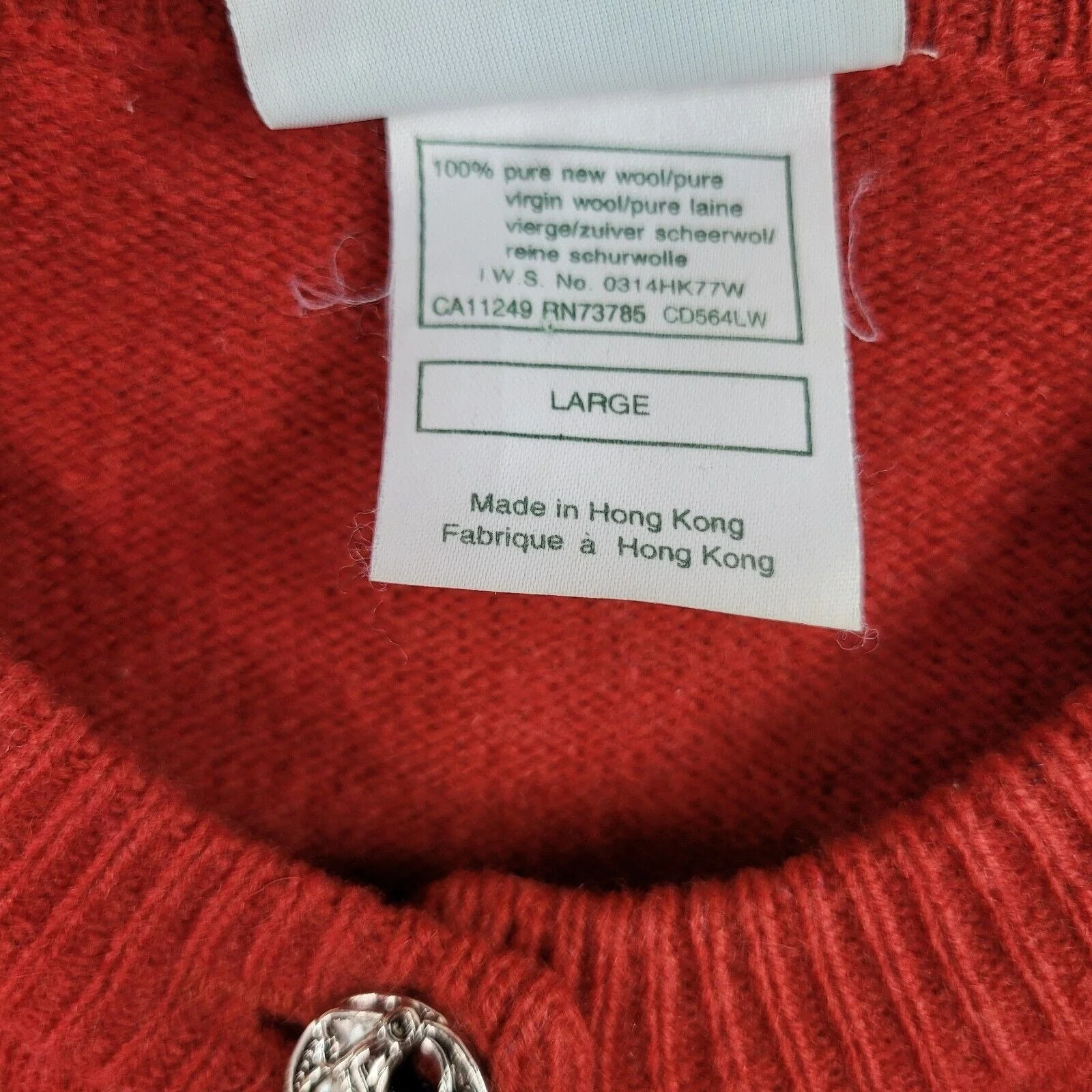 Vintage Womens Cardigan Size Large Pure Wool Sweater Jacket Red by Laura Ashley - Image 8
