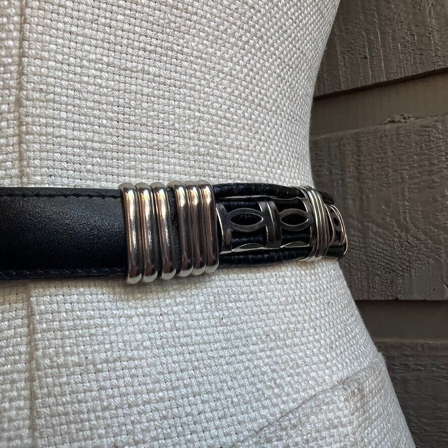 Vintage Women's Faux Black Leather Silver Concho Link Western Belt S/m by Comeco - Image 7
