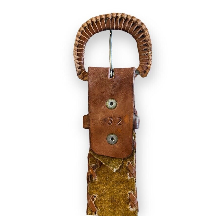 Vintage Women's Warm Brown Leather Tooled Stamped Cutout Western Boho Belt 32" - Image 9
