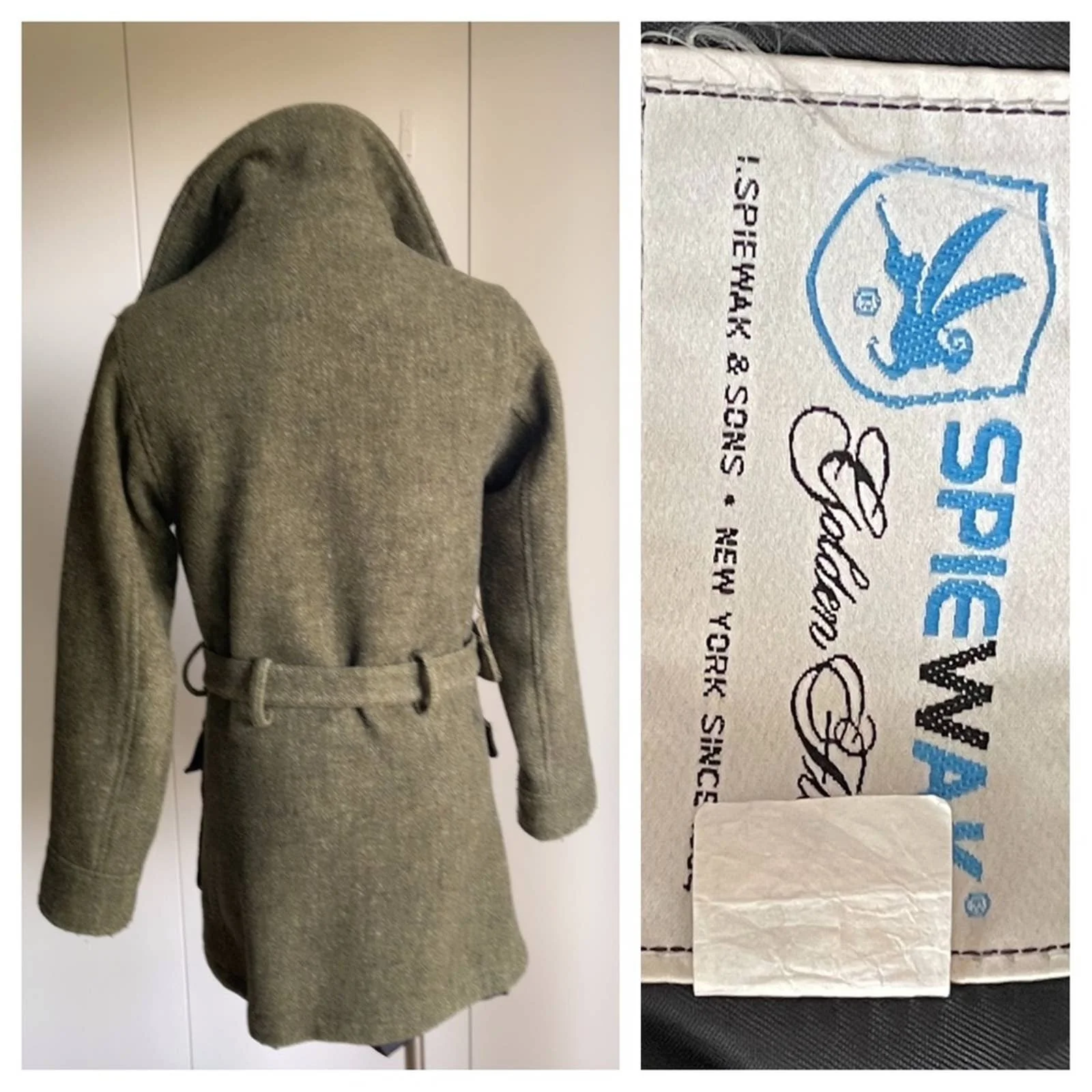 Vintage Wool Coat Fall Green Mid Fit Made In The Usa Modern Size Xs by Spiewak - Image 2