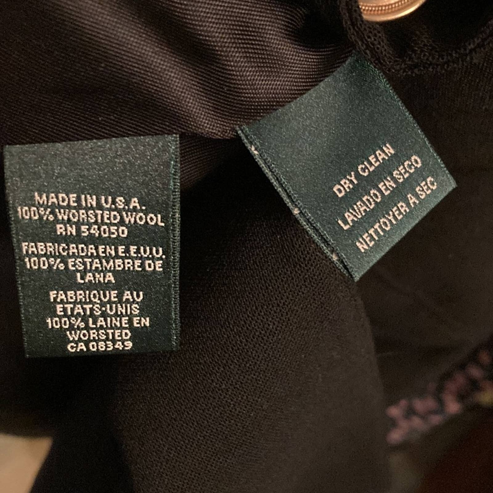 Vintage Wool Crested Logo Blazer 6 Black Academia Preppy Collegiate by Ralph Lauren - Image 6