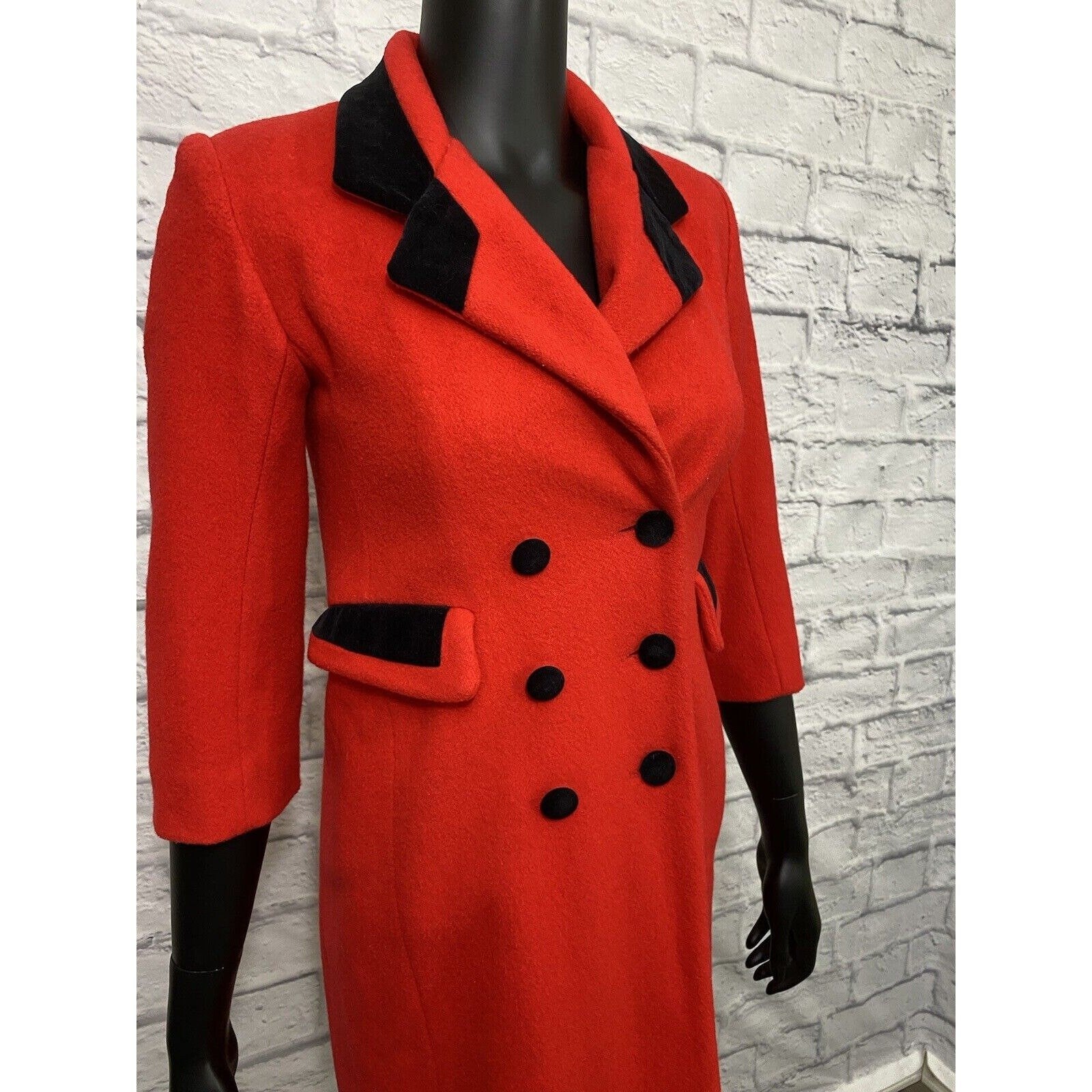 Vintage Wool Swing Coat 70s Rothschild Long Red Buttons Union Made by Rothschild - Image 2