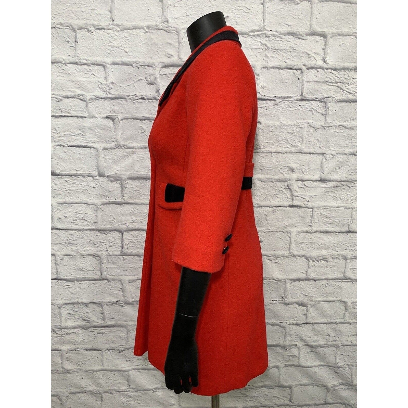 Vintage Wool Swing Coat 70s Rothschild Long Red Buttons Union Made by Rothschild - Image 4