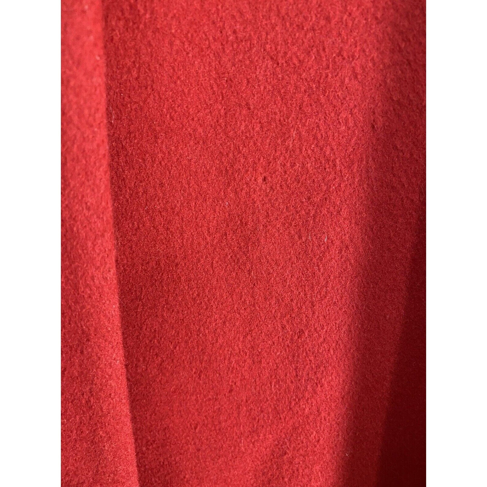 Vintage Wool Swing Coat 80s Leslie Fay Velvet Trim Long Red Buttons by Leslie Fay - Image 4