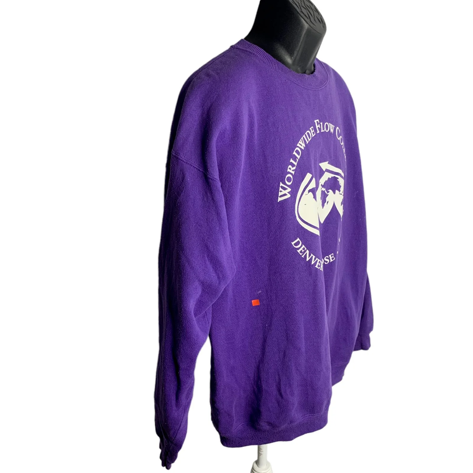 Vintage Worldwide Flow College Sweatshirt Xl Purple Crewneck Pullover Fleece by Hanes - Image 4