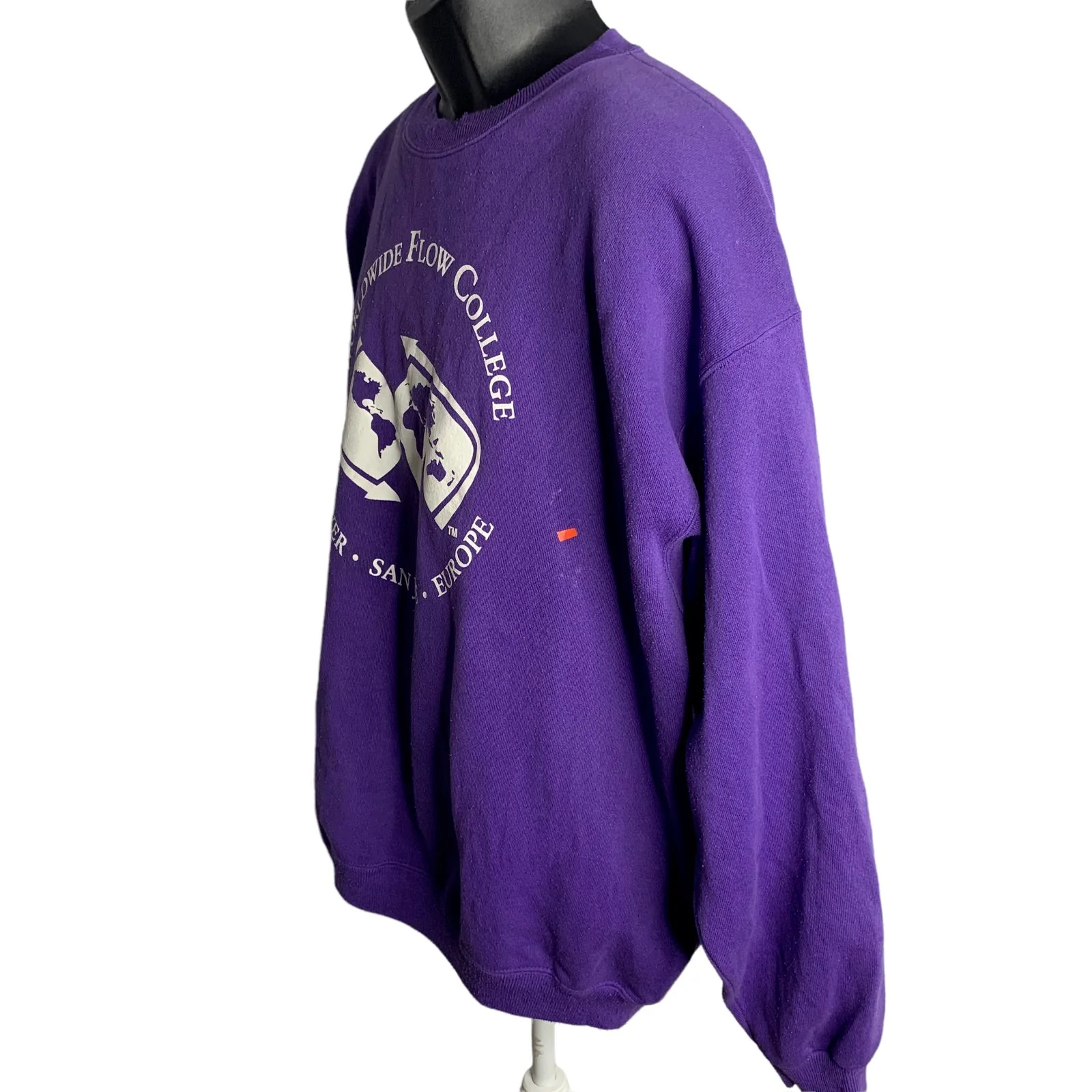 Vintage Worldwide Flow College Sweatshirt Xl Purple Crewneck Pullover Fleece by Hanes - Image 5