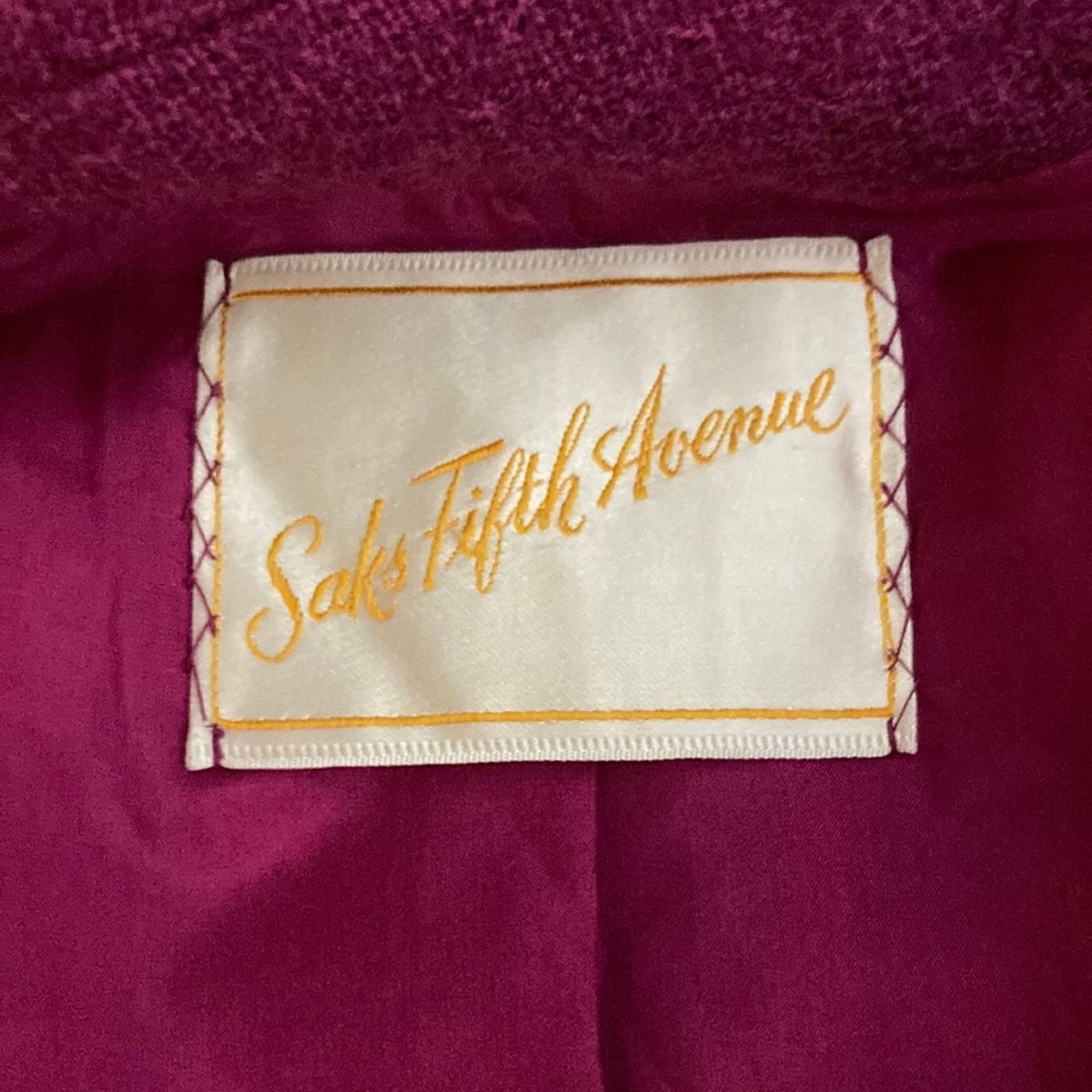 Vintage Woven Wool Blazer Small Classic Magenta Suit Jacket by Saks Fifth Avenue - Image 5