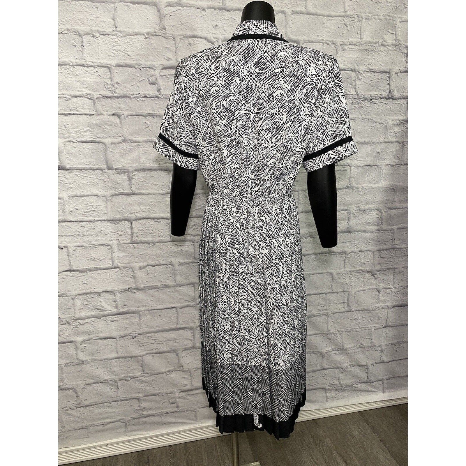 Vintage Wrap Dress Lady Carol Midi Secretary Shoulder Pads Pleated L 80s by Lady Carol - Image 2