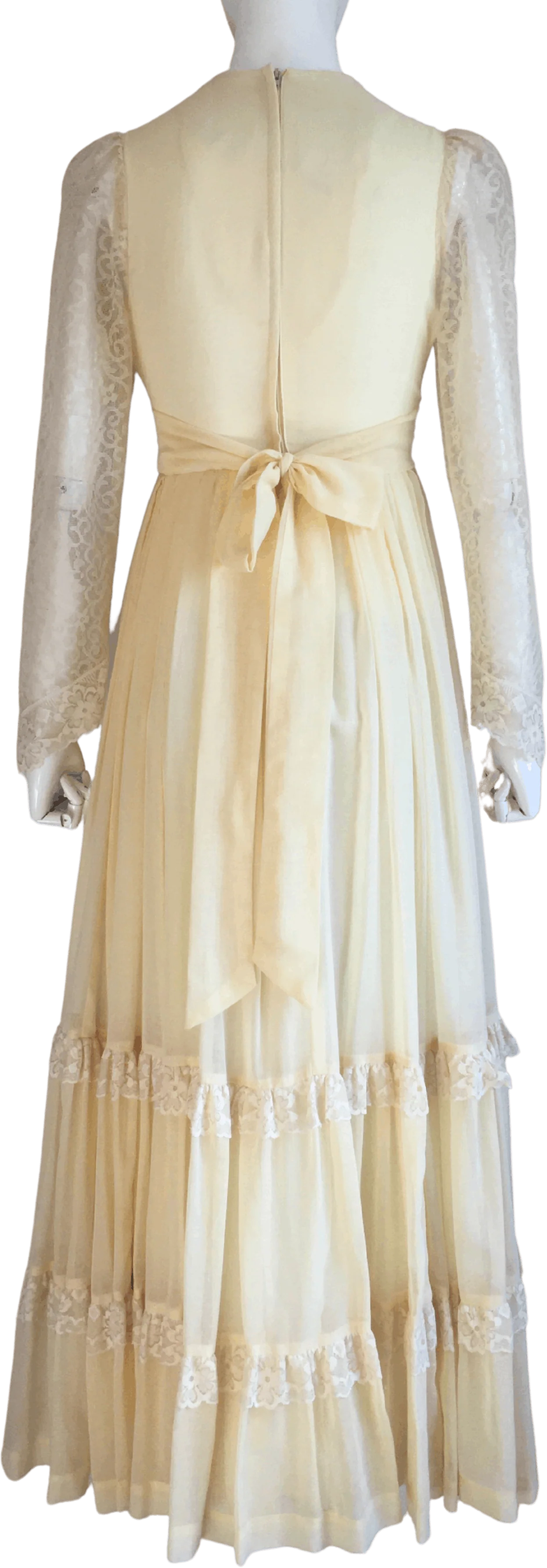 70’s Yellow Lace Gunne Sax Prairie Dress by Gunne Sax - Image 2