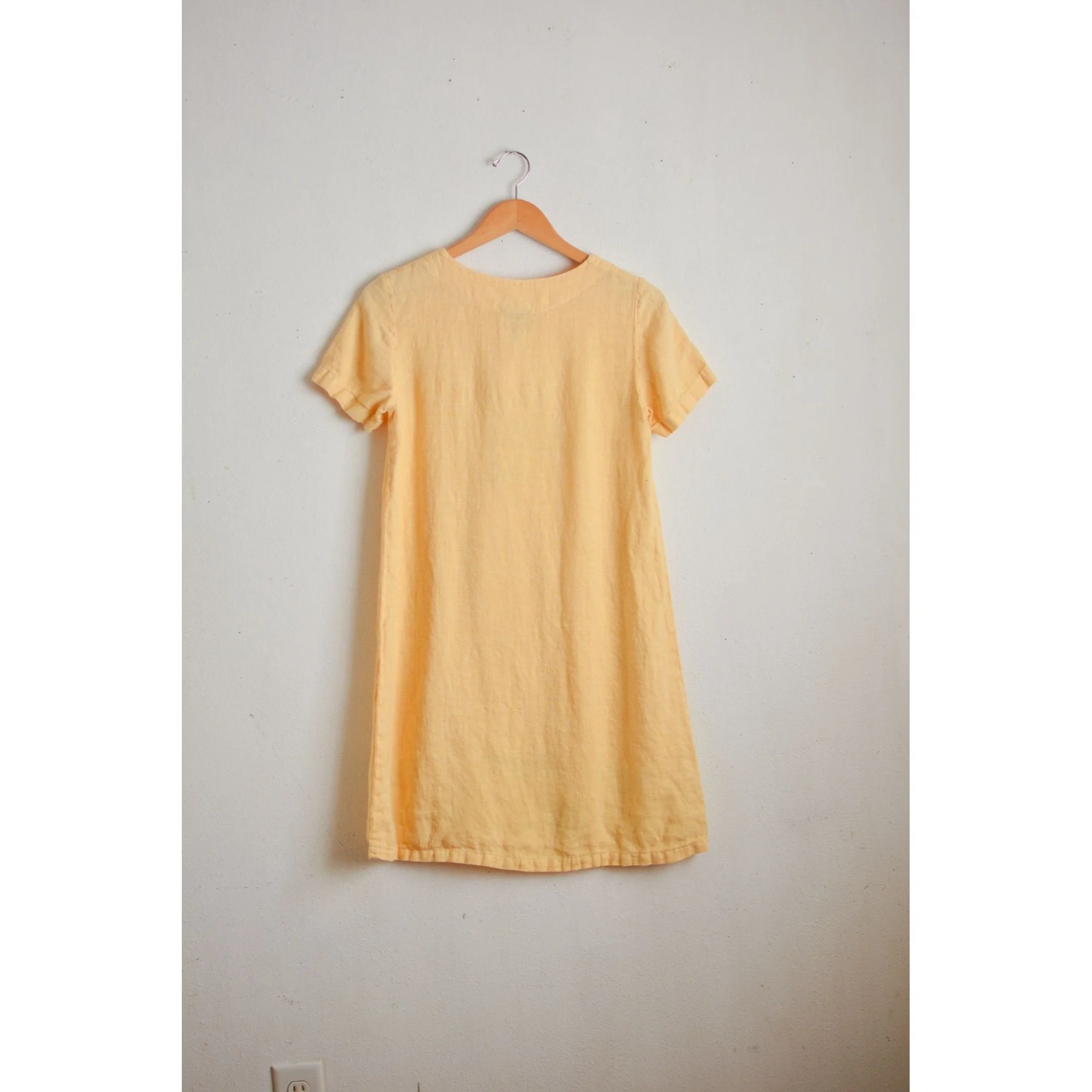 Vintage Yellow Linen Dress Midi Slip On Casual Desert Hues Fall Autumn Fish by Blue Cactus Petite - Image 2