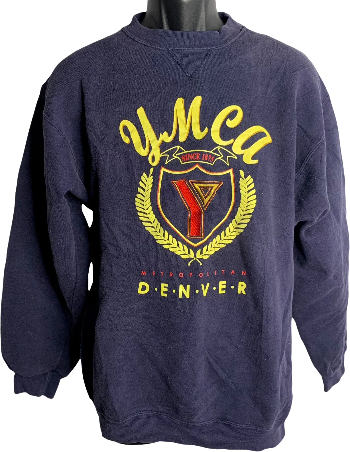Vintage Ymca Denver Crewneck Sweatshirt M Blue Fleece Pullover Heavy Cotton by Soffe