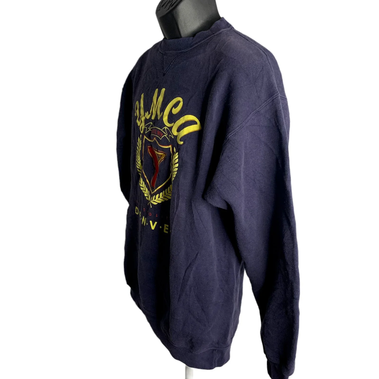 Vintage Ymca Denver Crewneck Sweatshirt M Blue Fleece Pullover Heavy Cotton by Soffe - Image 4