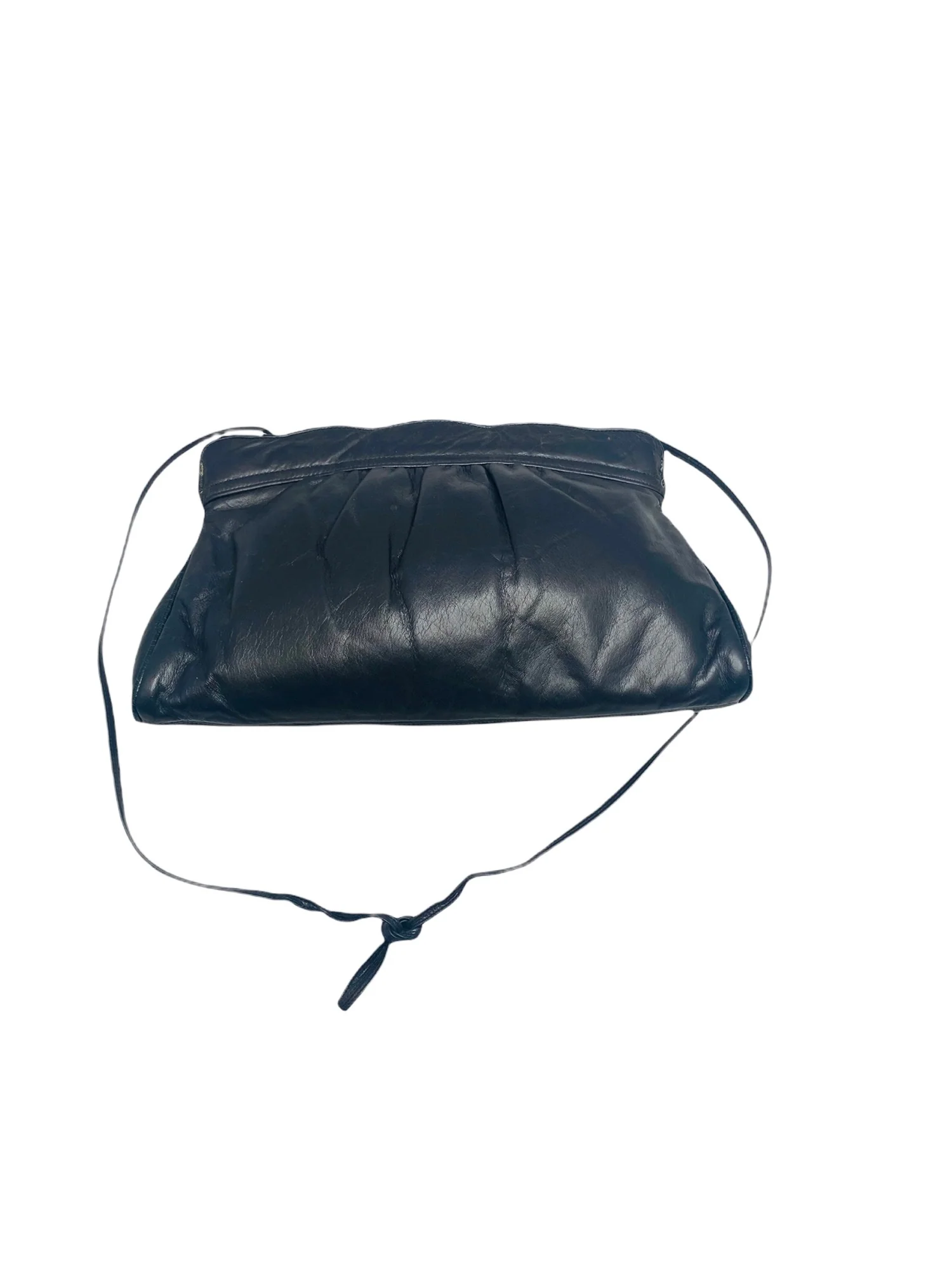 Vintage Zenith Handmade Leather Crossbody Purse Clutch Scalloped Top Black by Zenith - Image 3