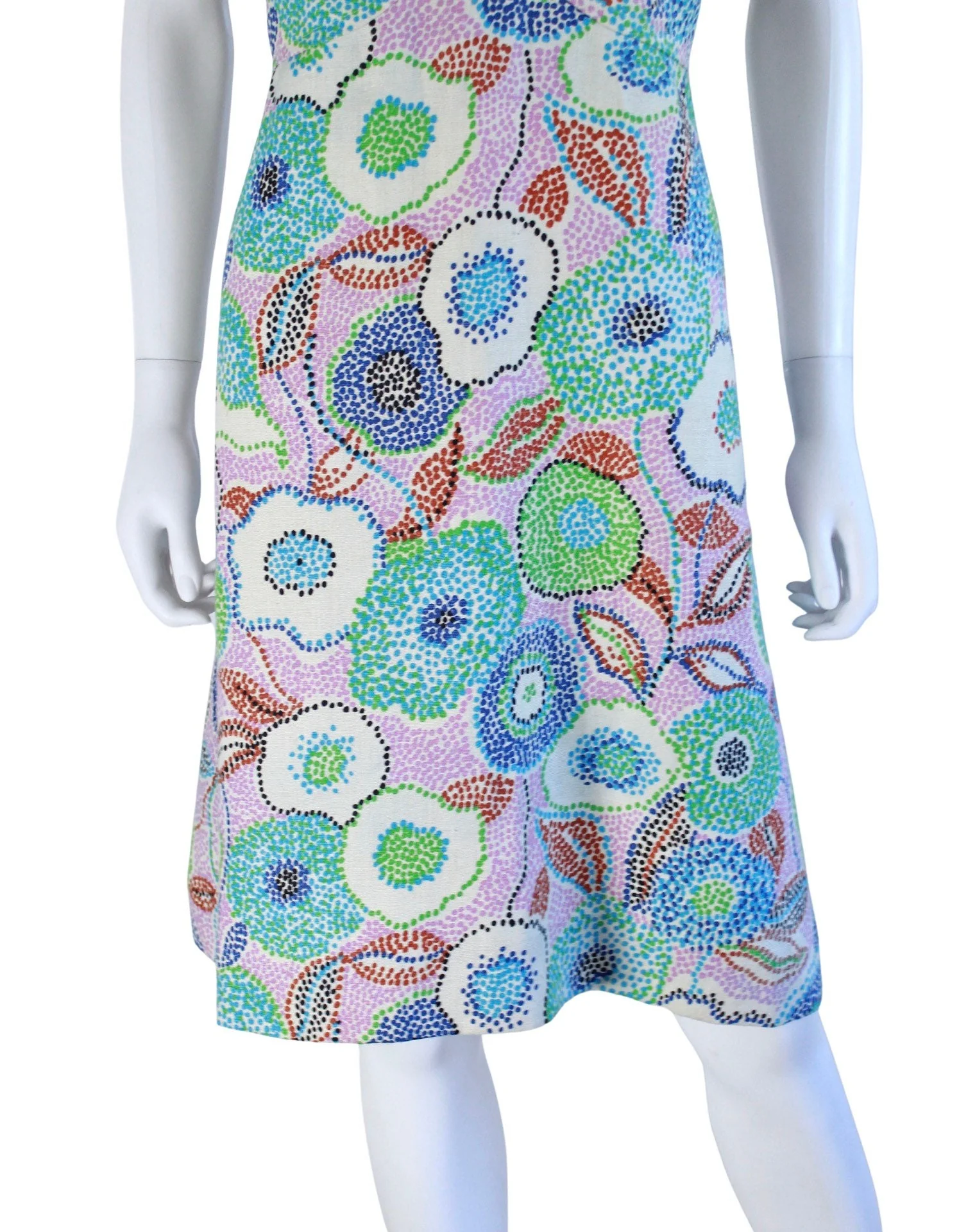 Volup 60s Mod Rainbow Polka Dot Floral Sheath Dress - Image 5