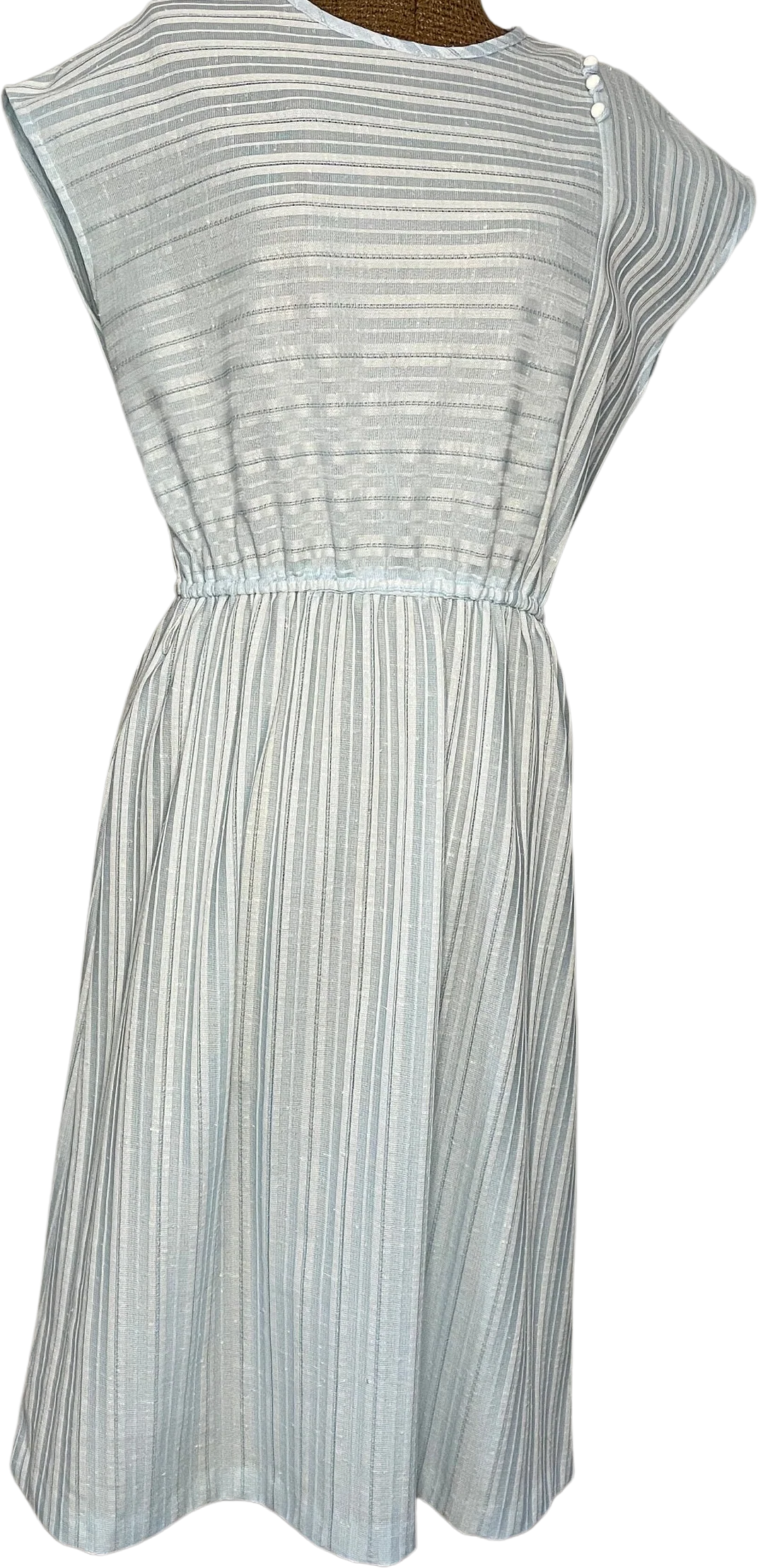Volup Mid 60s/early 70s Blue and White Striped Summer Dress