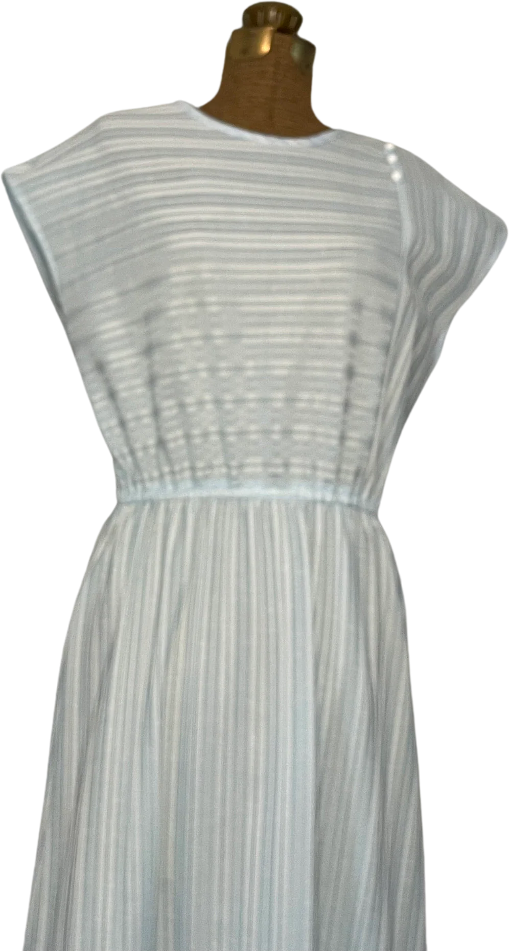Volup Mid 60s/early 70s Blue and White Striped Summer Dress - Image 2