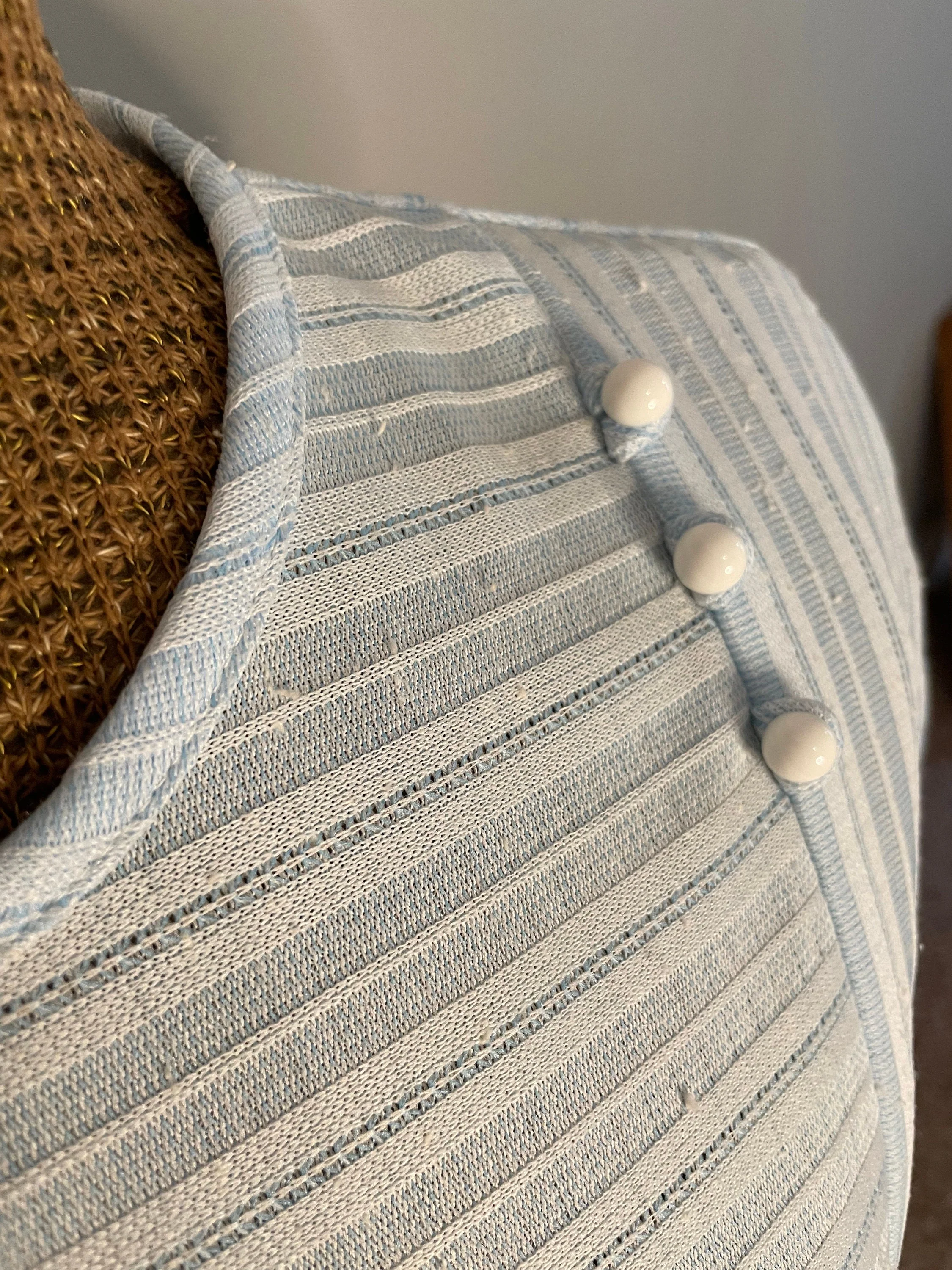 Volup Mid 60s/early 70s Blue and White Striped Summer Dress - Image 5
