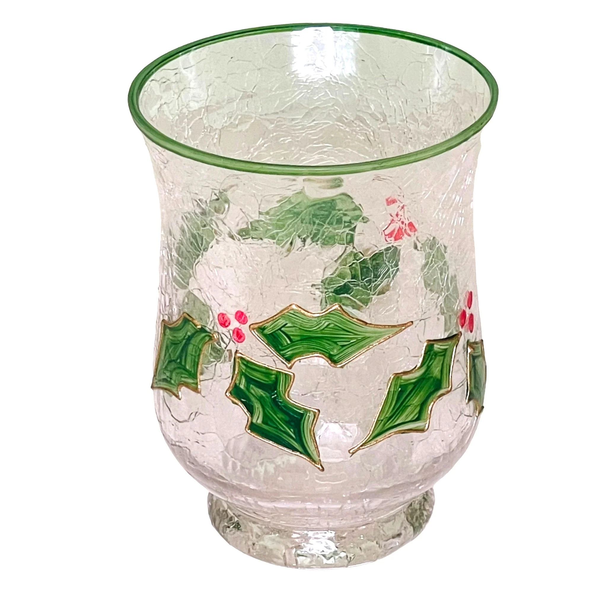 Votive Candle Holder Hand Painted Crackle Glass By Creations - Image 3
