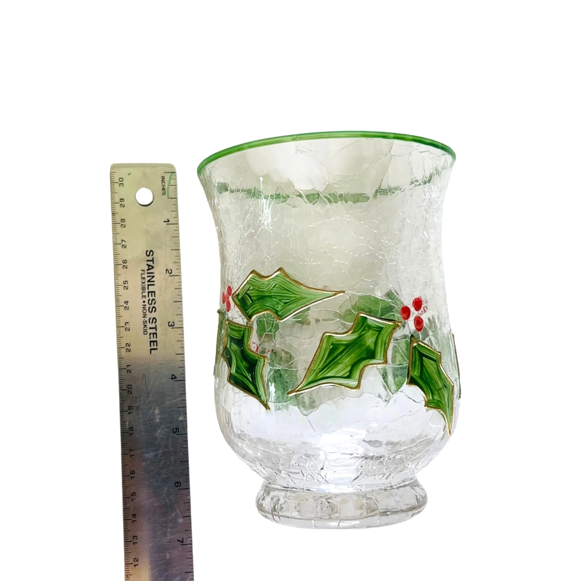 Votive Candle Holder Hand Painted Crackle Glass By Creations - Image 4