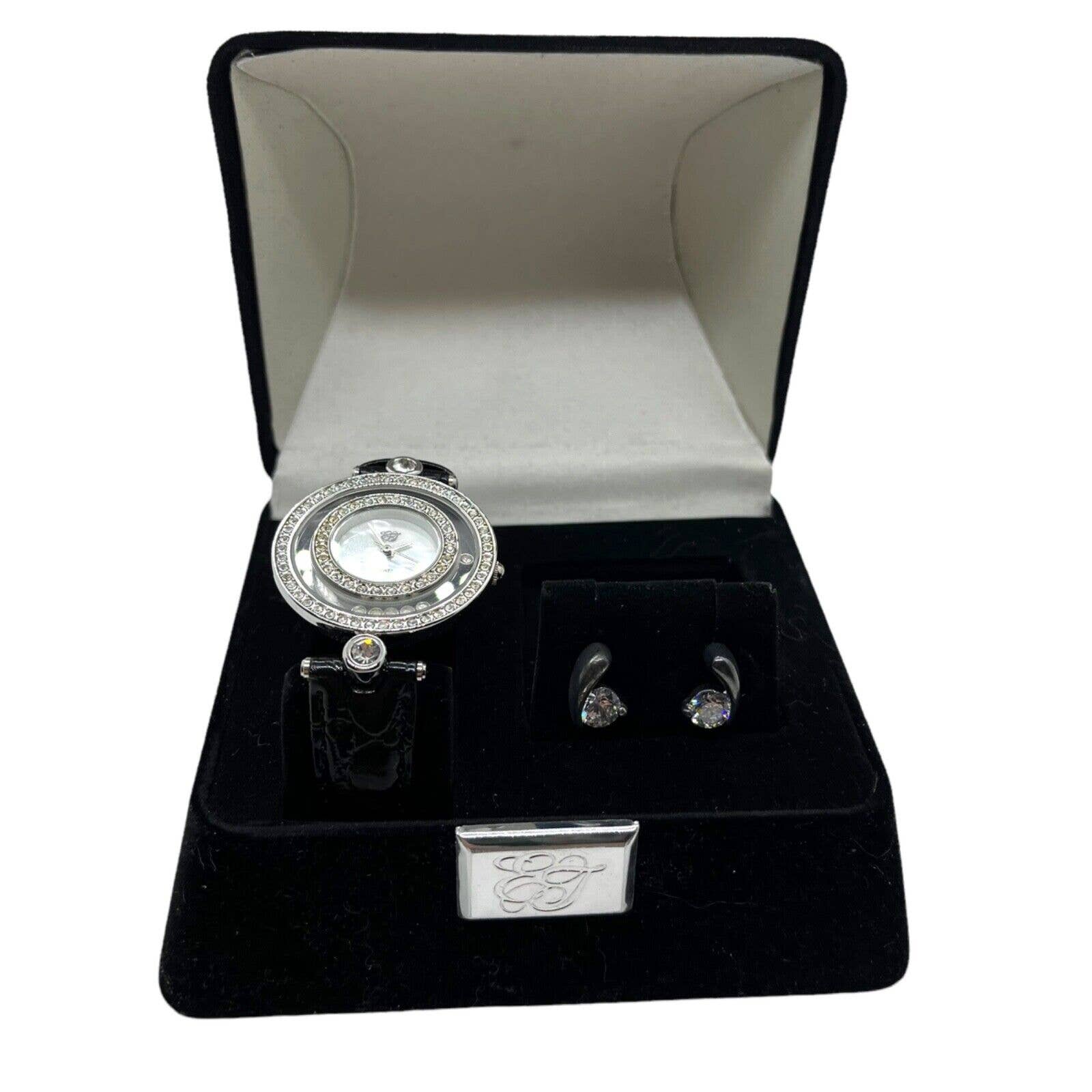 Votre Cadeau White Diamonds Watch and Earrings Set In Velvet Box by Elizabeth Taylor - Image 6