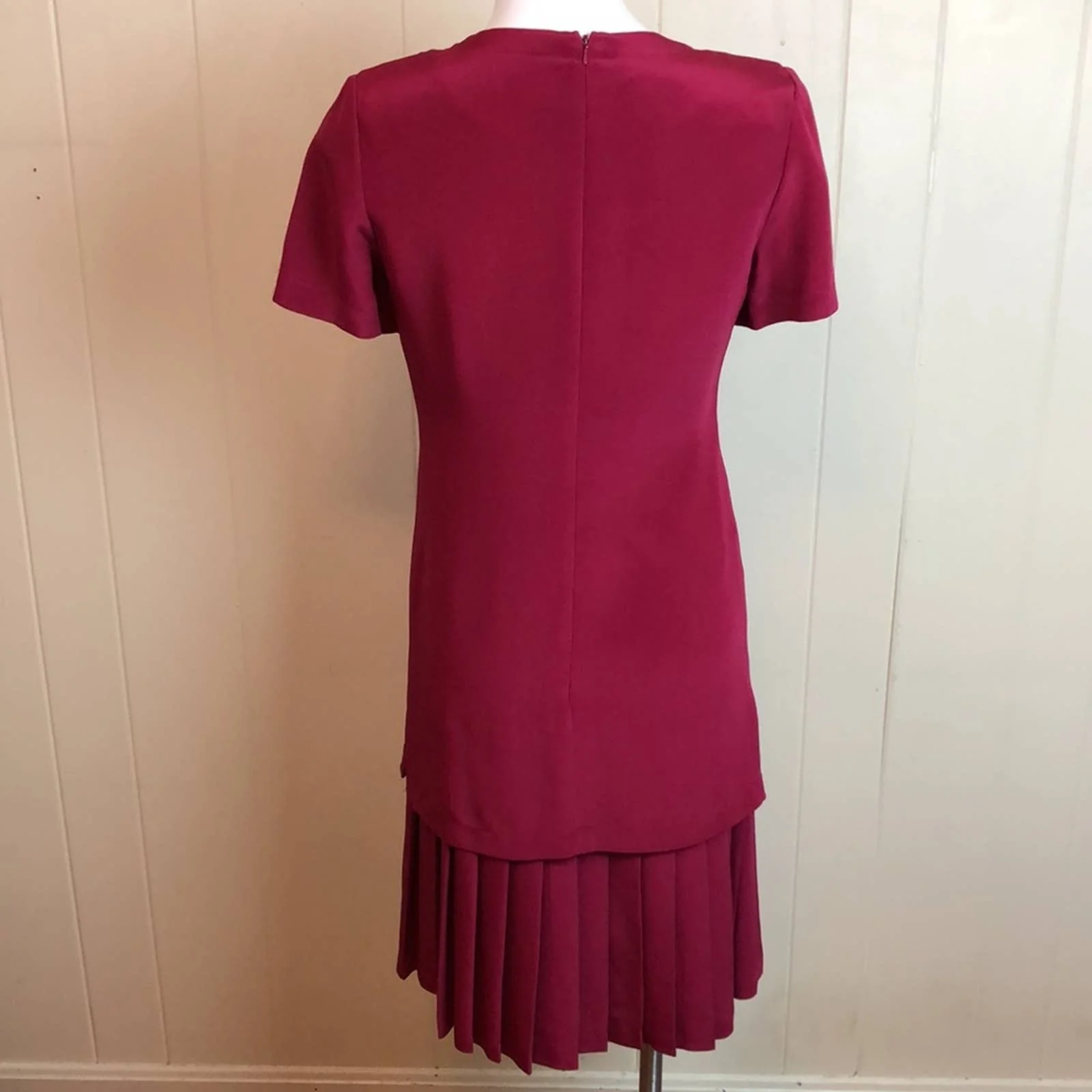 Vtg 80s 90s Drop Waist Silk Party Dress 4 Secretary Librarian Teacher by Talbots - Image 2
