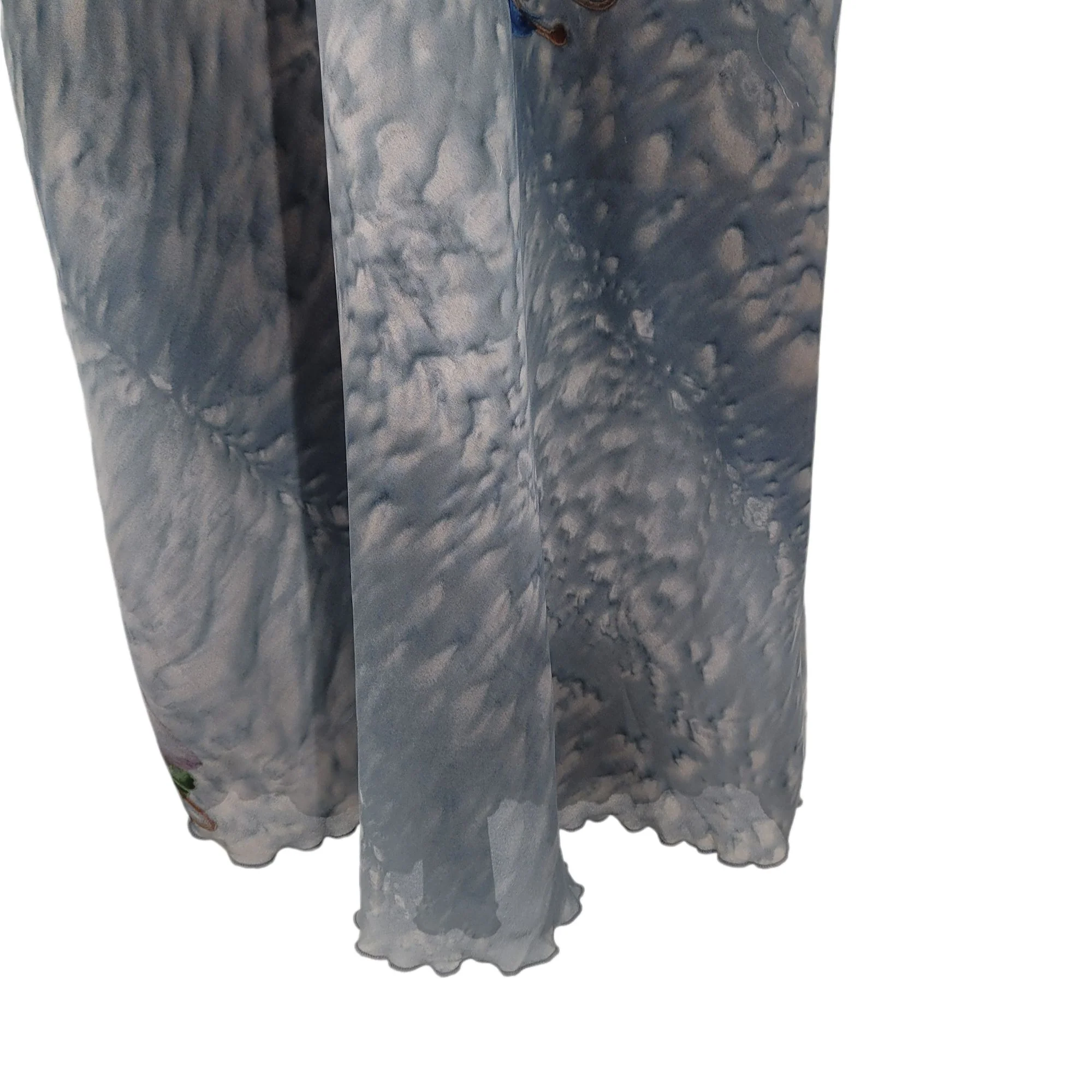 Vtg 80s Womens Dress Maxi Angelcore Fairycore Feather Wing Print Blue Sz M by Coverup - Image 10