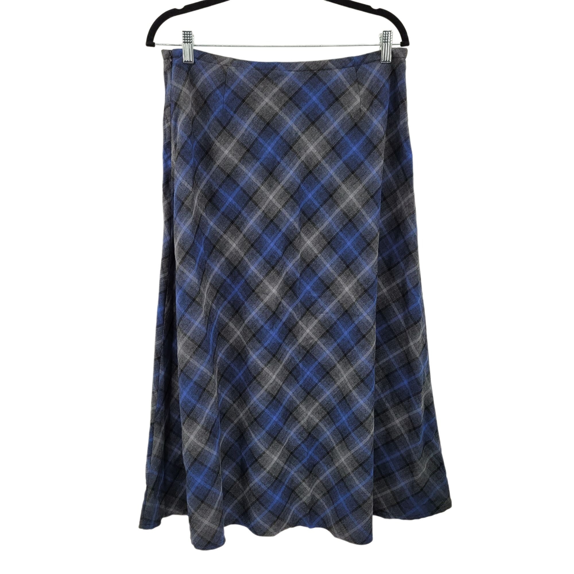 Vtg 80s Womens Skirt Dark Academia Plaid Tartan Midas A-Line Midi Blue Sz M by Croft & Barrow - Image 7