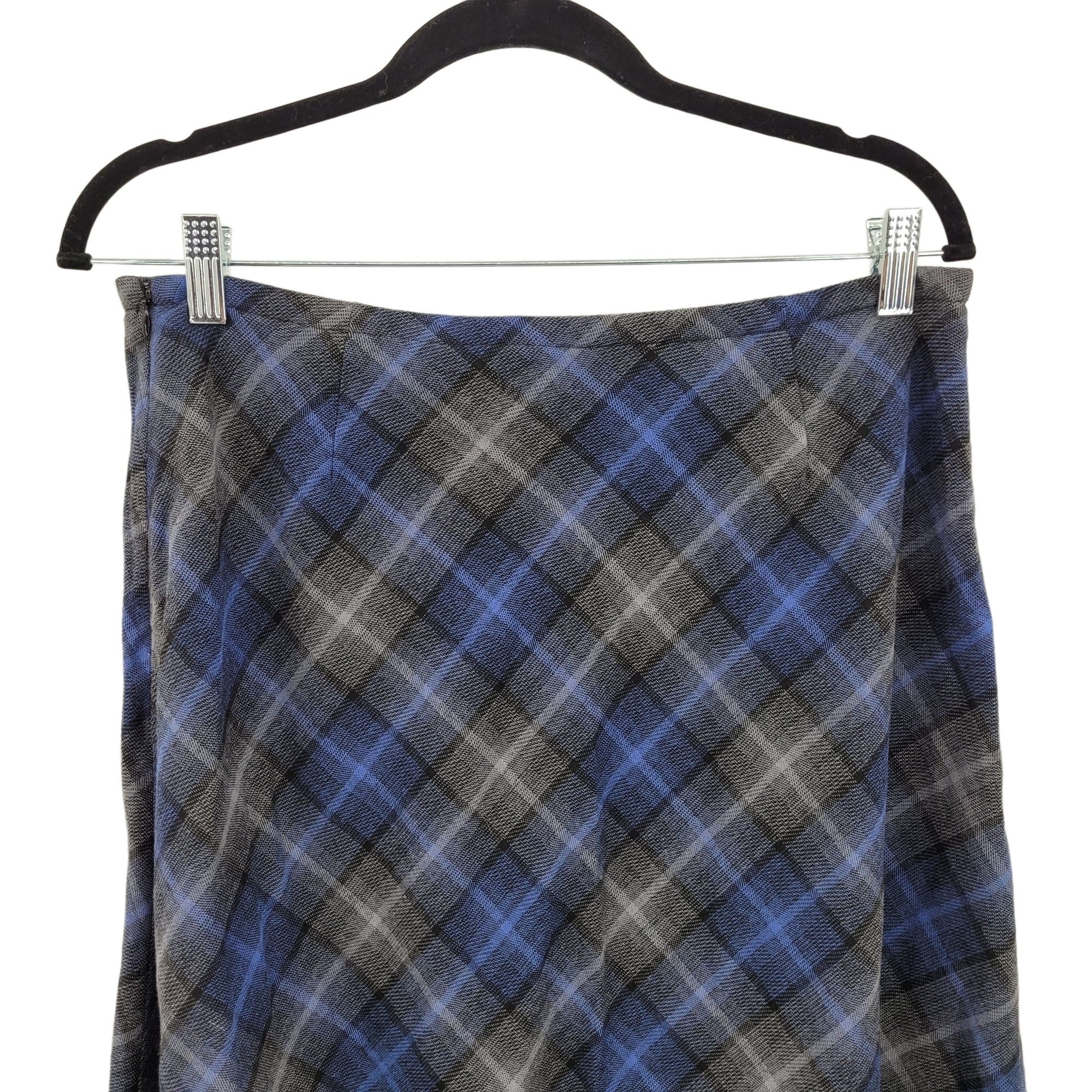 Vtg 80s Womens Skirt Dark Academia Plaid Tartan Midas A-Line Midi Blue Sz M by Croft & Barrow - Image 8