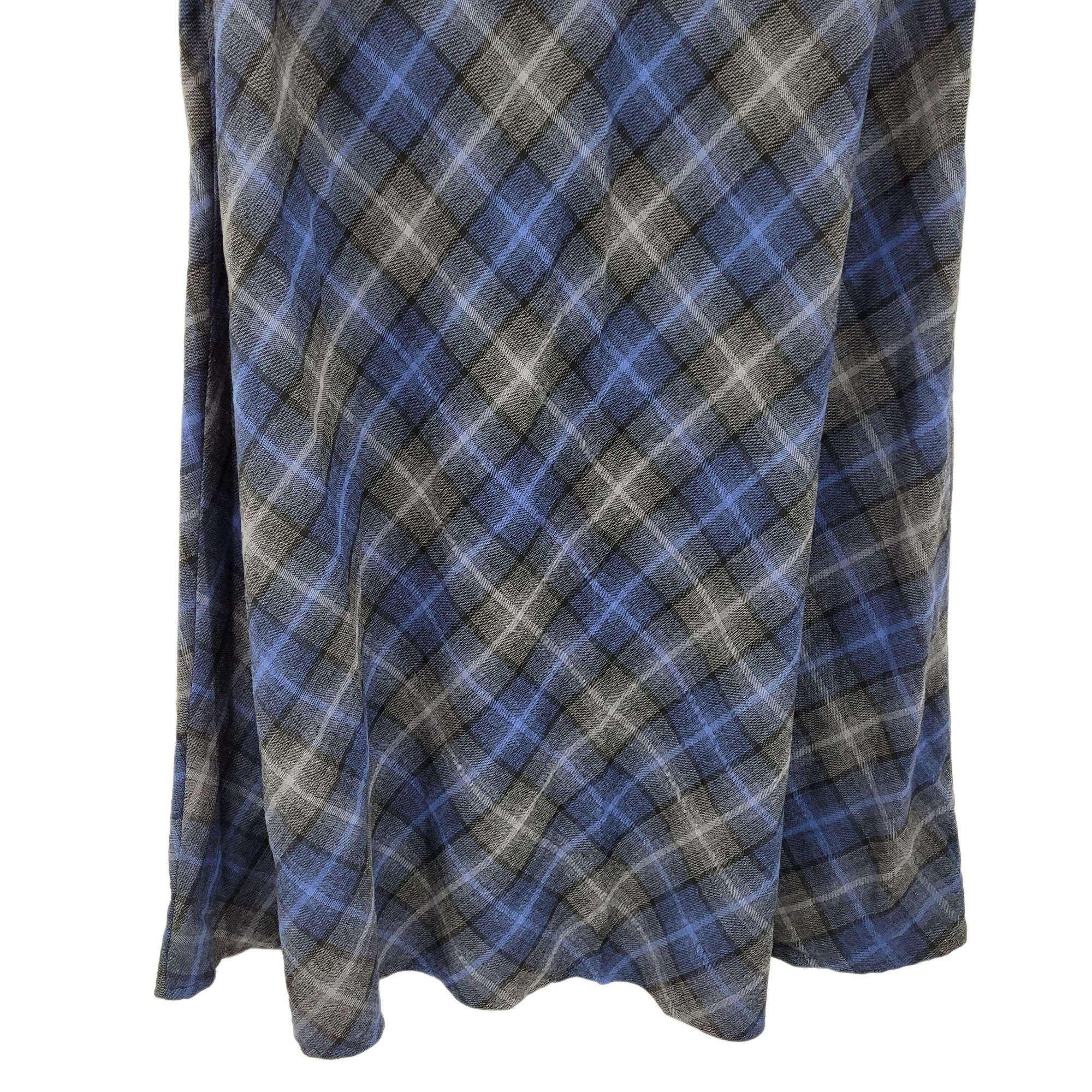 Vtg 80s Womens Skirt Dark Academia Plaid Tartan Midas A-Line Midi Blue Sz M by Croft & Barrow - Image 9