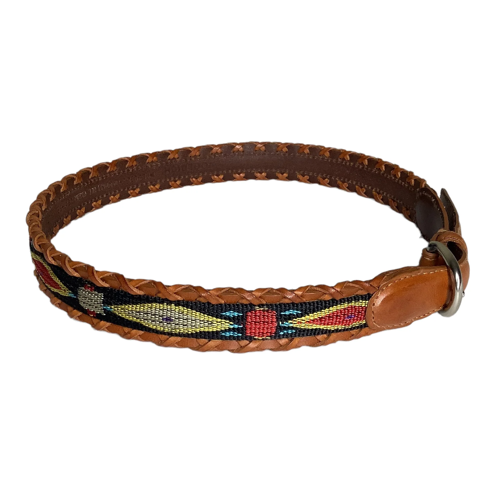 Vtg Belt Womens Medium Western Stitching Braided Leather Brass Buckle by Woolrich - Image 3