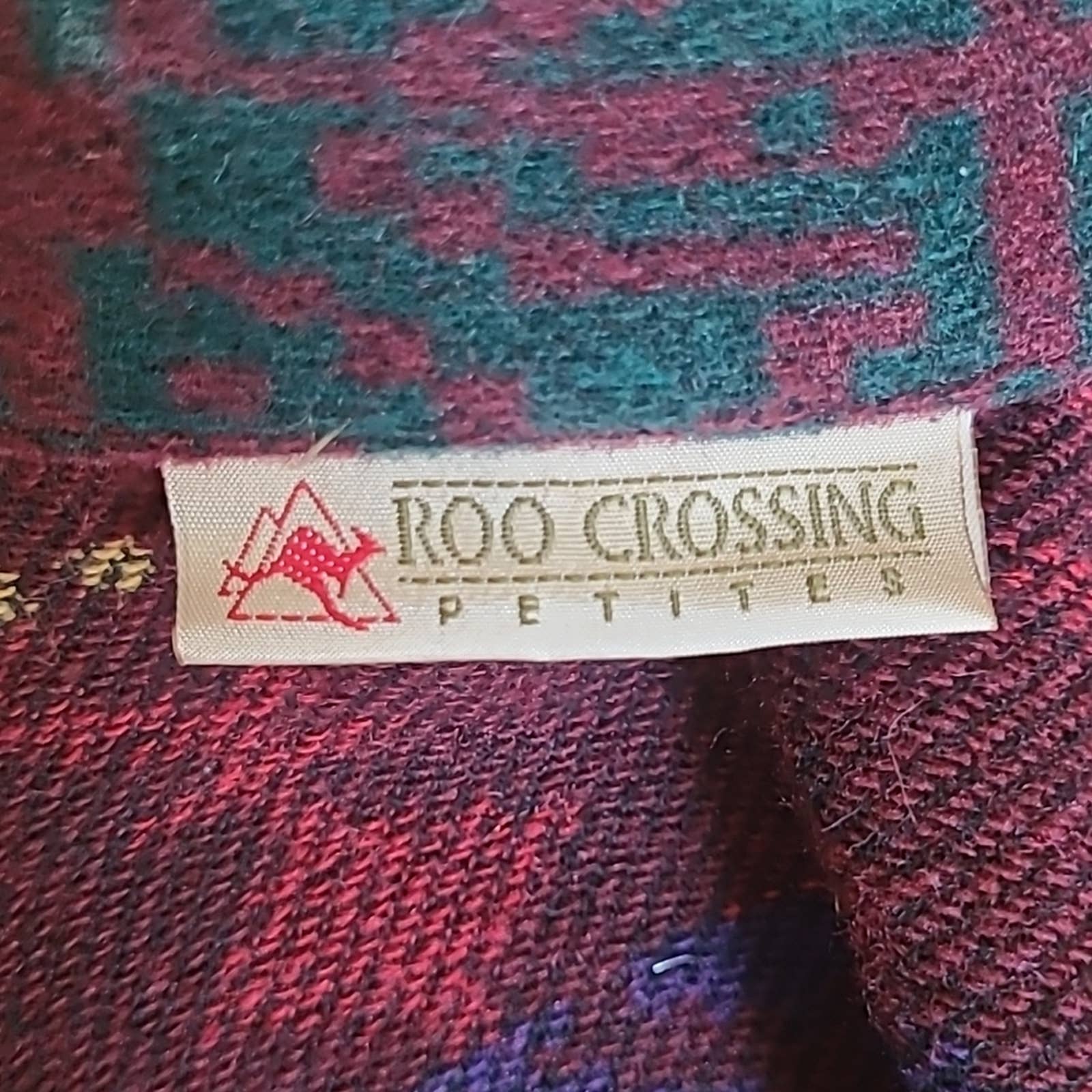 Vtg Burgundy Multicolor Wool-Blend Southwestern Geometrical Skirt Set-M/l by Roo Crossing - Image 9