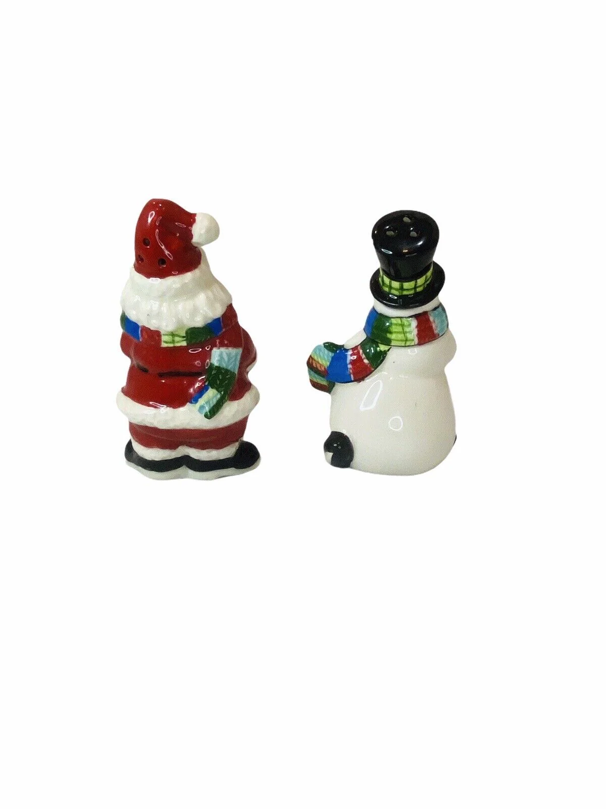 Vtg Christmas Salt &amp; Pepper Shakers Set Santa and Snowman by Fitz and Floyd - Image 3
