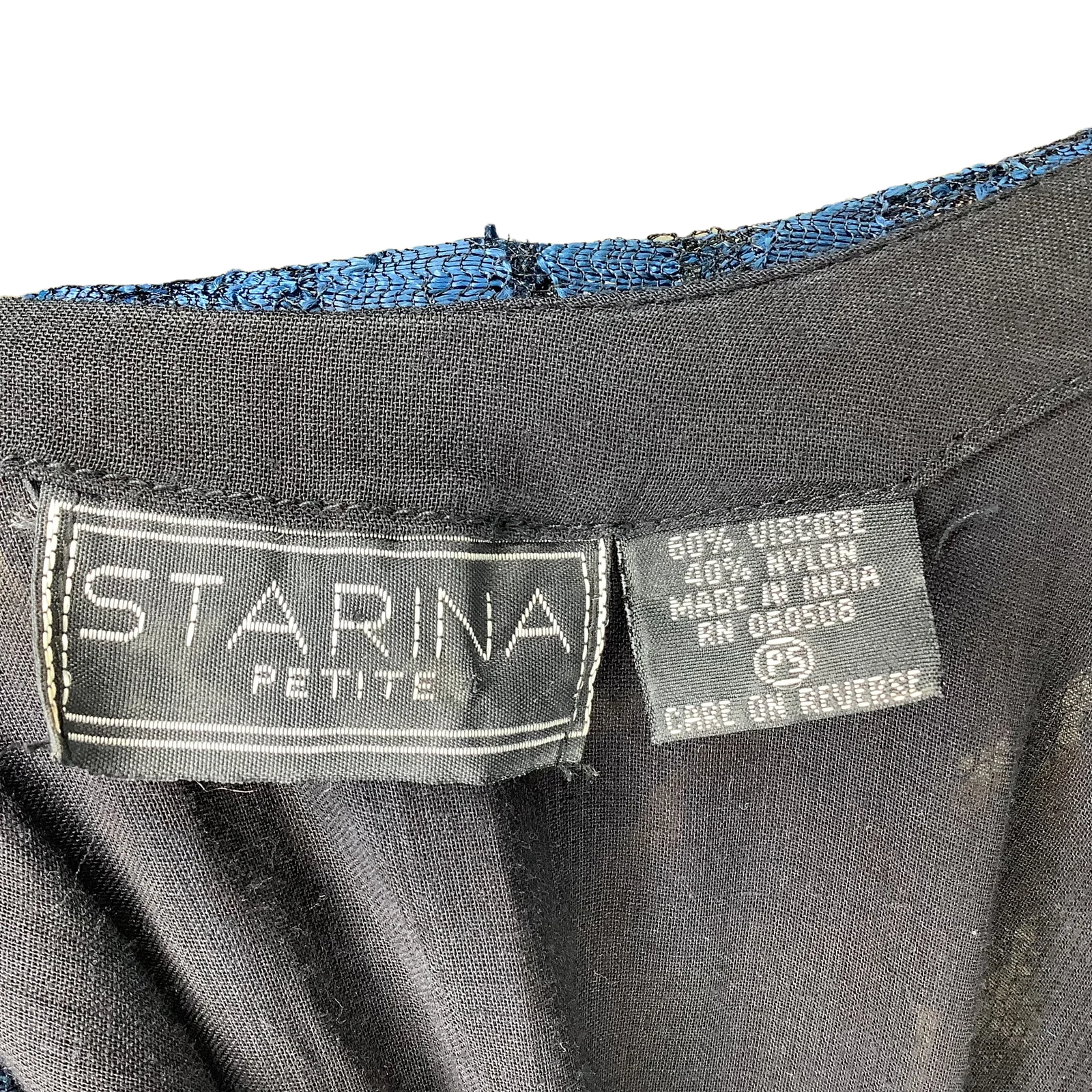 Vtg Dress 90s 00s Teal Maxi Floral Lace Chiffon Long Sleeve Small Petite by Starina - Image 7