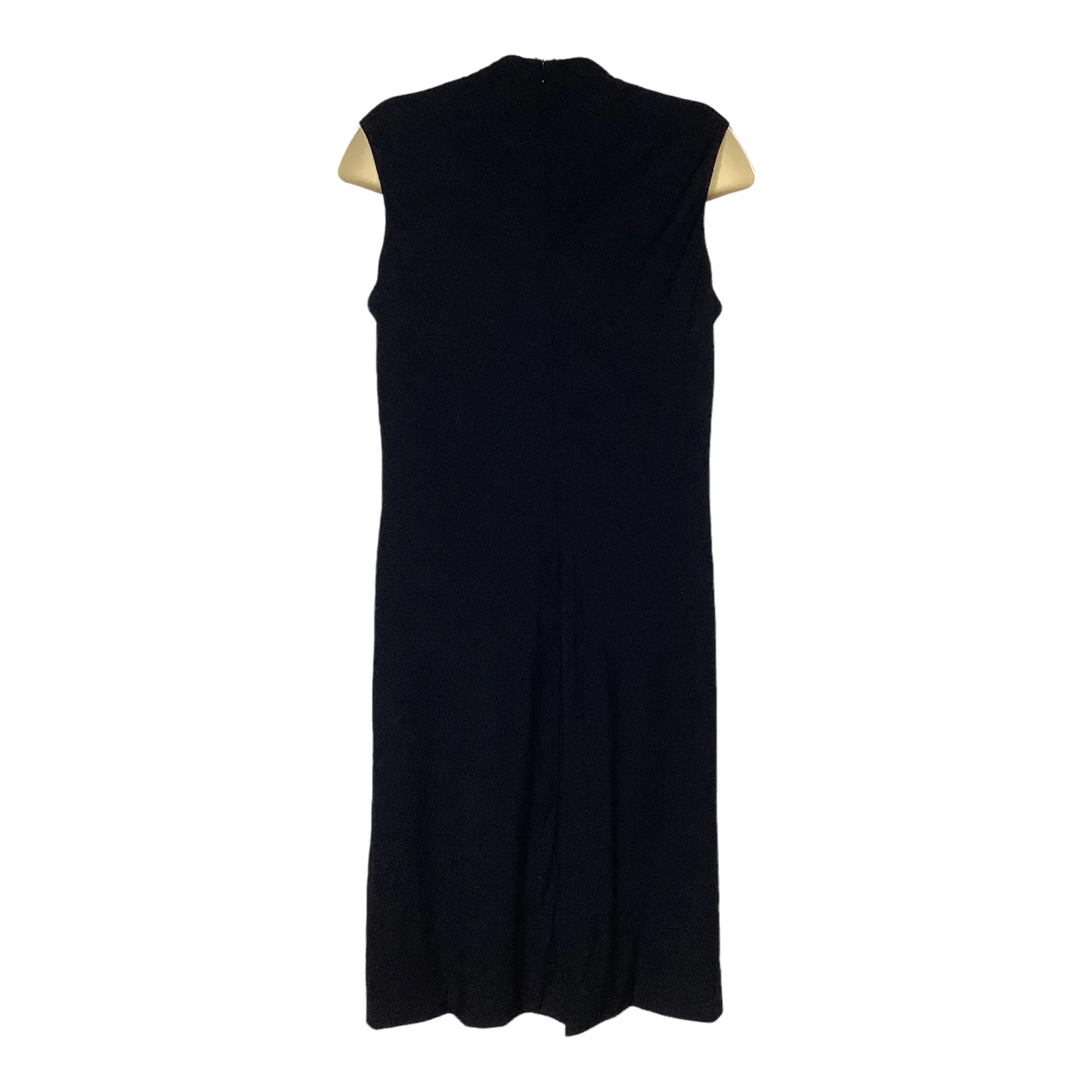 Vtg Dress 90s Black Wool Blend Sheath Sleeveless Academia 14 by Lauren Ralph Lauren - Image 2