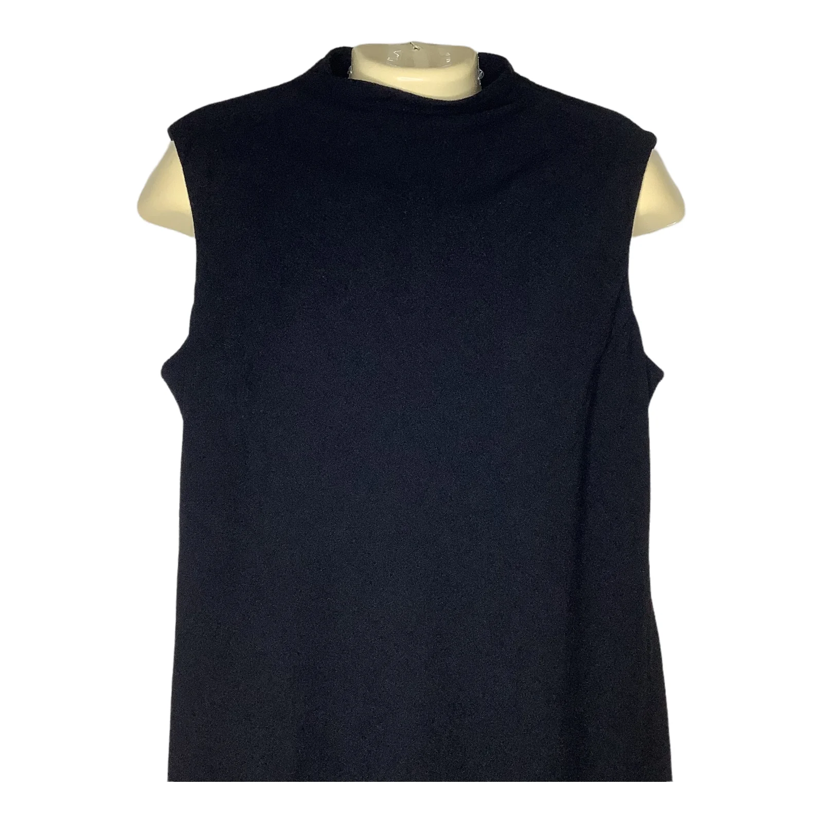 Vtg Dress 90s Black Wool Blend Sheath Sleeveless Academia 14 by Lauren Ralph Lauren - Image 4