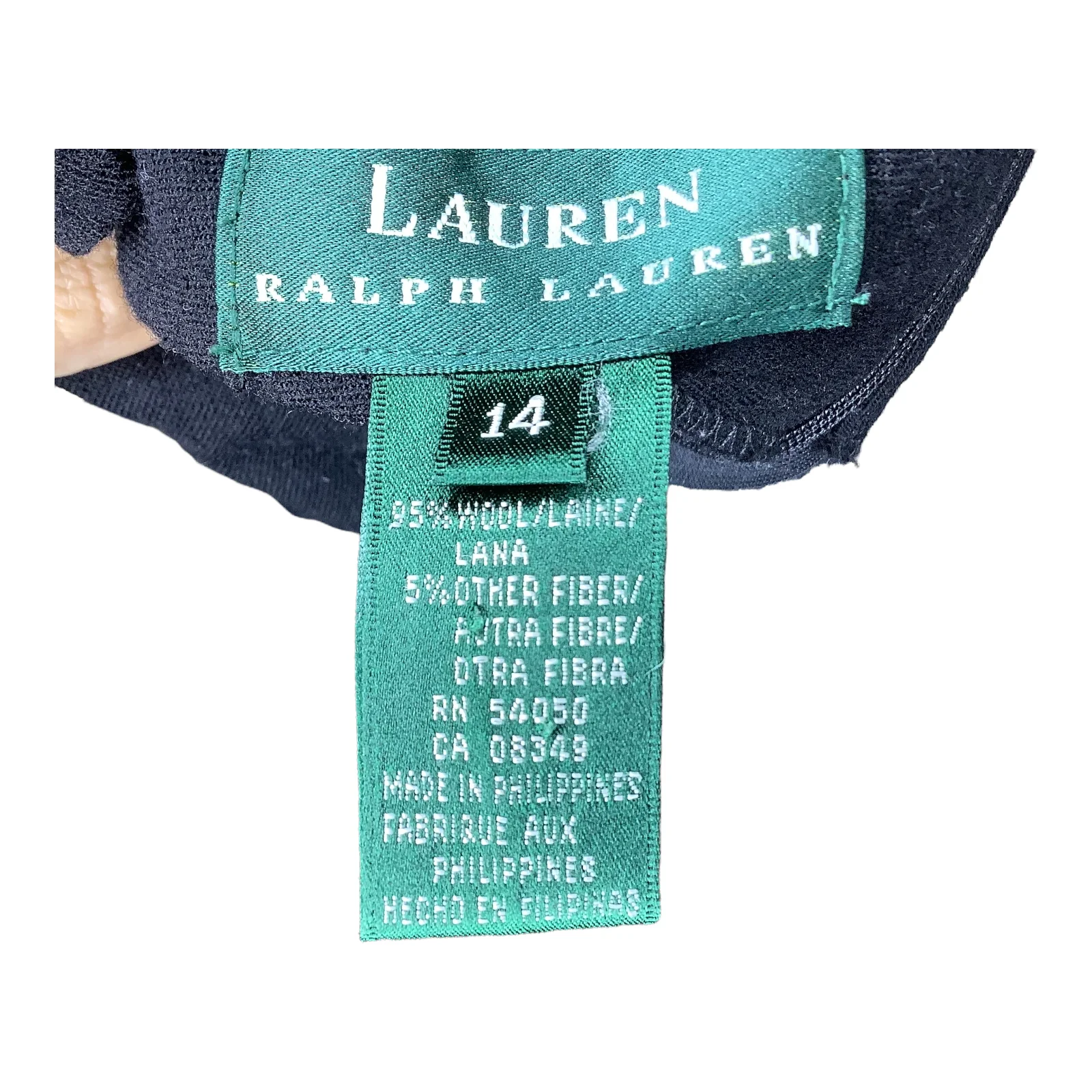 Vtg Dress 90s Black Wool Blend Sheath Sleeveless Academia 14 by Lauren Ralph Lauren - Image 8