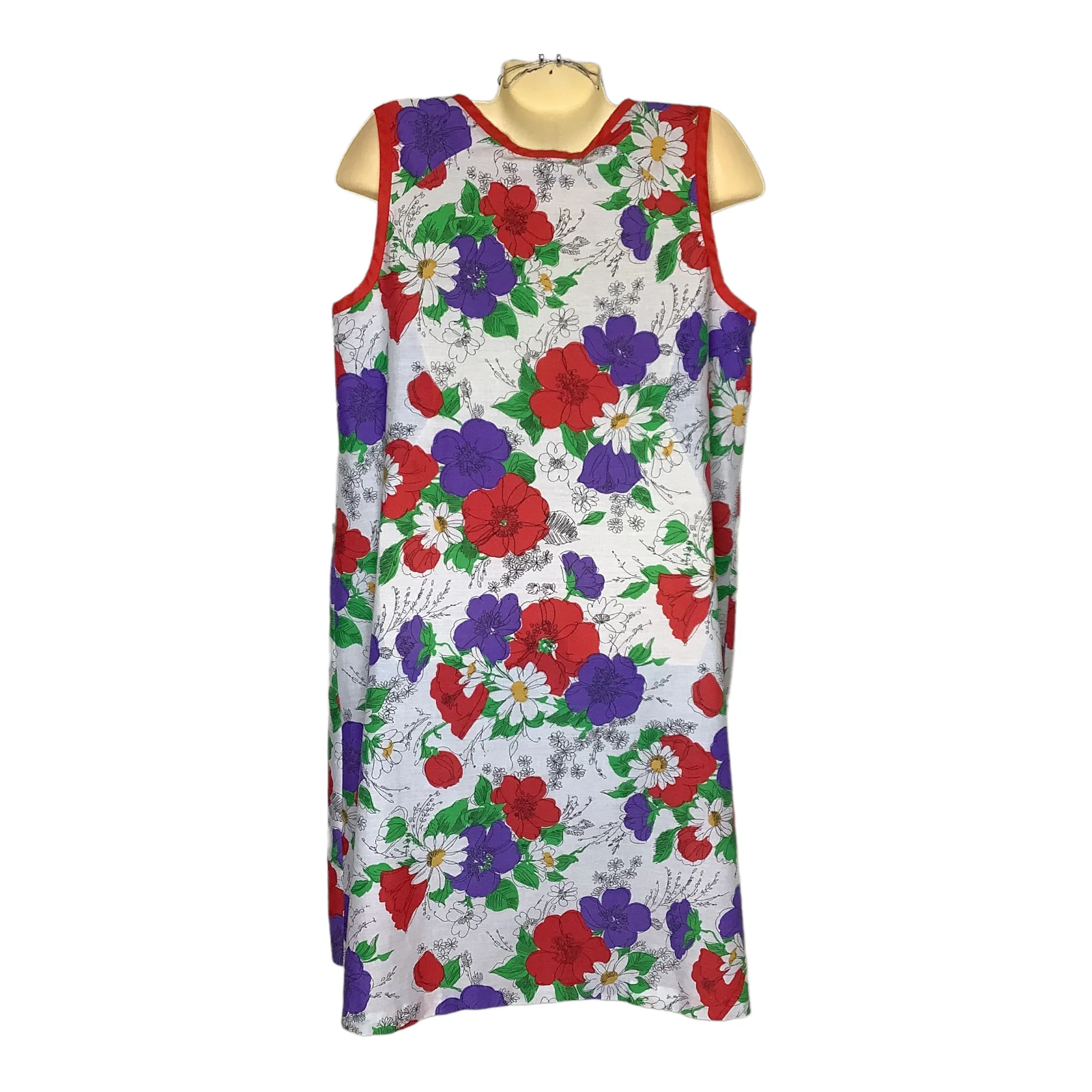 Vtg House Day Dress Large 70s 80s Floral Muumuu Nightgown Zip Sleeveless Pockets - Image 2