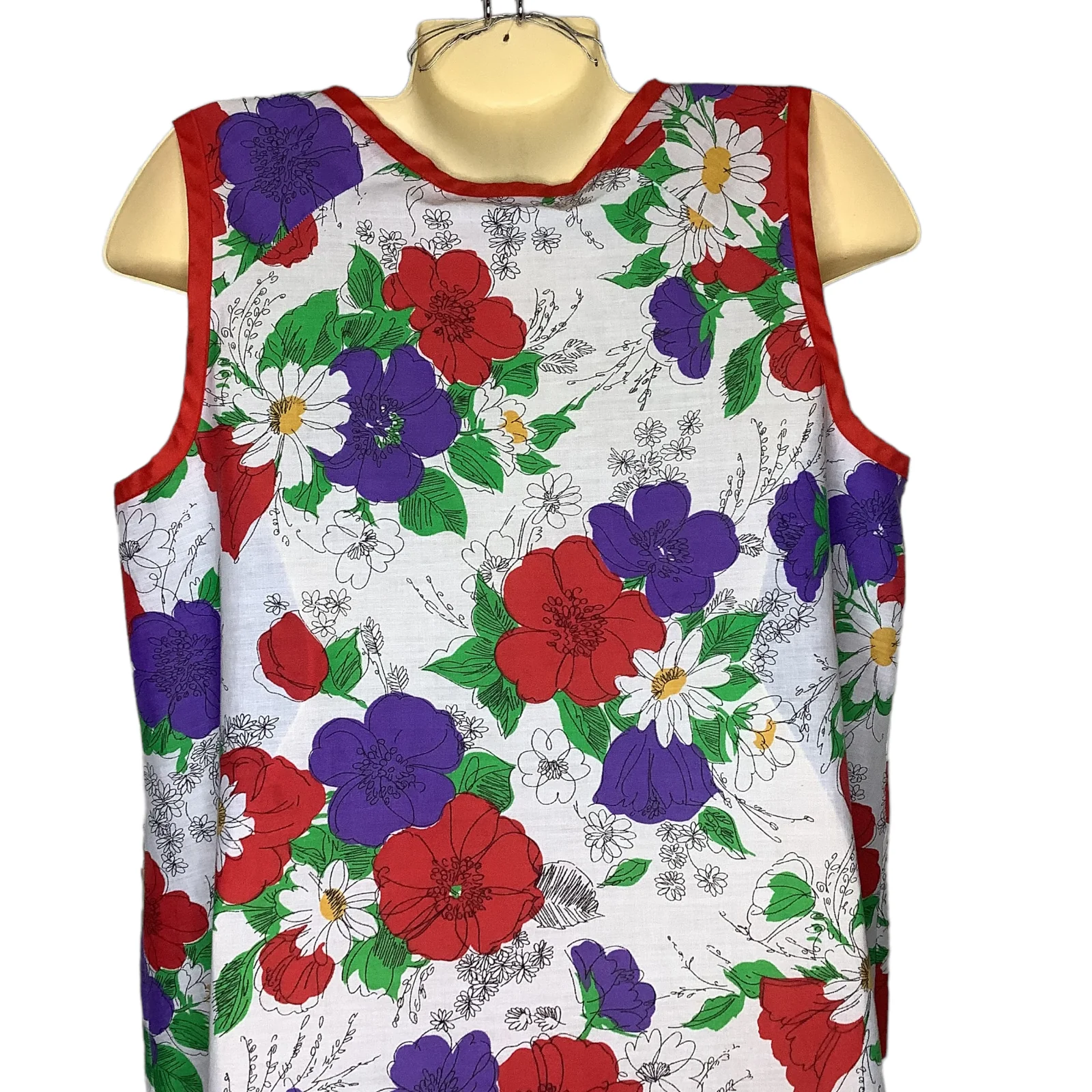 Vtg House Day Dress Large 70s 80s Floral Muumuu Nightgown Zip Sleeveless Pockets - Image 5