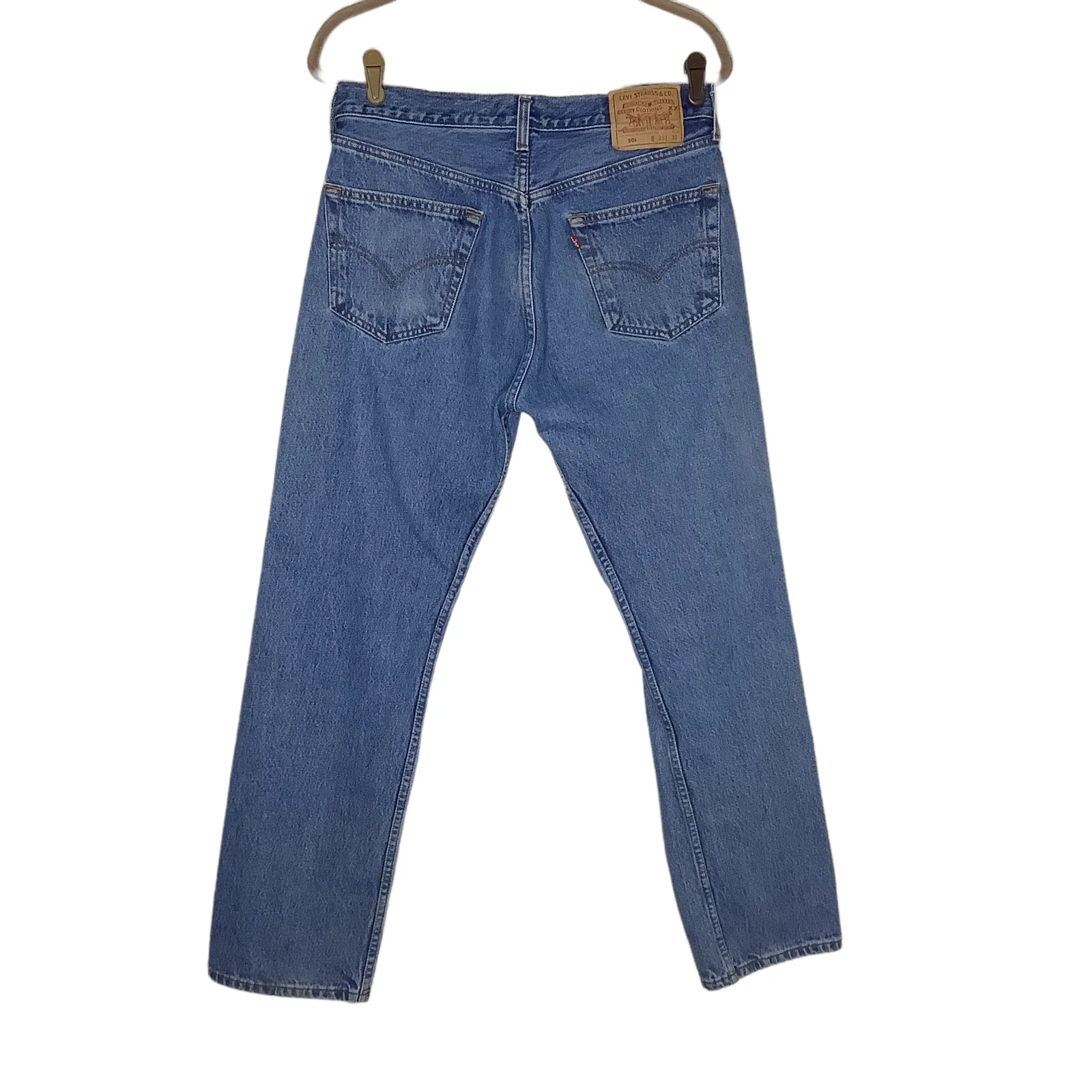 Vtg Jeans 90s Red Batwing Tag Grunge Medium Wash Straight Leg 32x29 by Levi's - Image 2